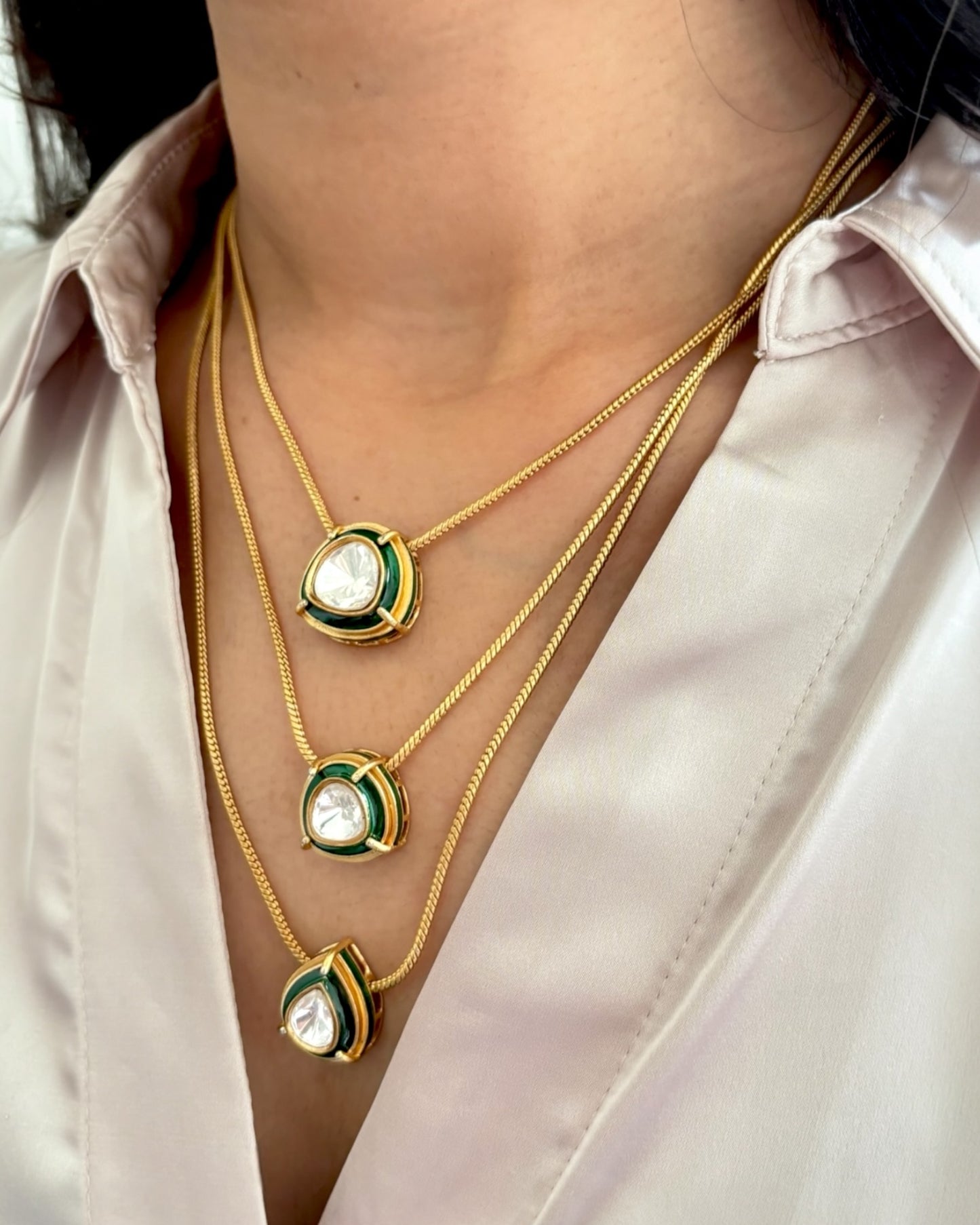 Tarini Triple Layered Necklace with Earrings