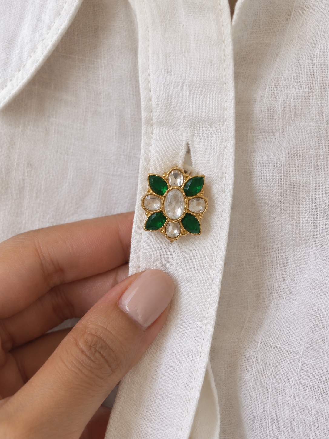 Nira Emerald Green Button Clips (set of 2)