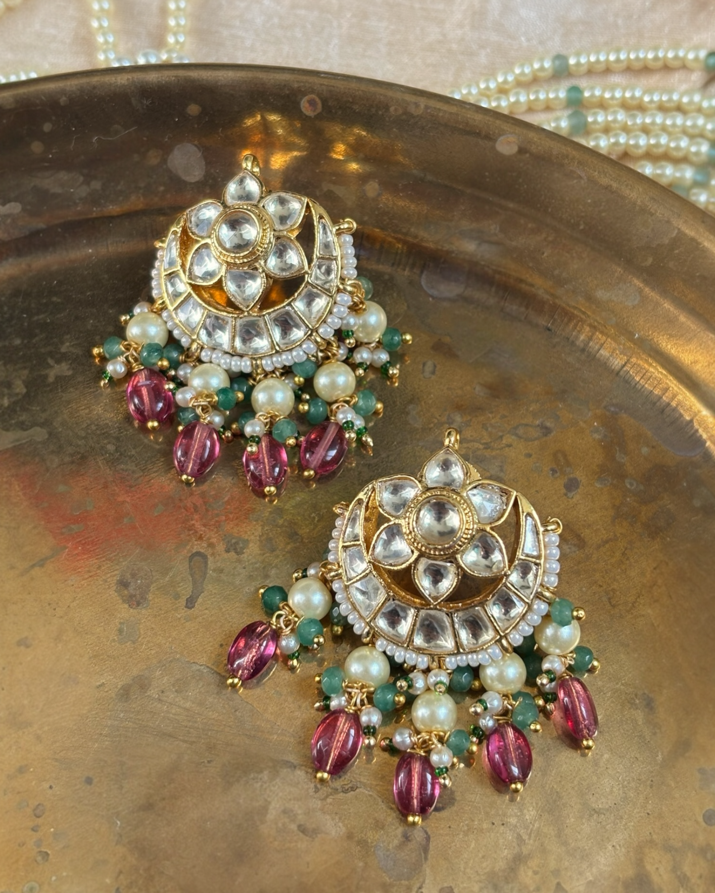 Shruti Kundan studs with ruby drops