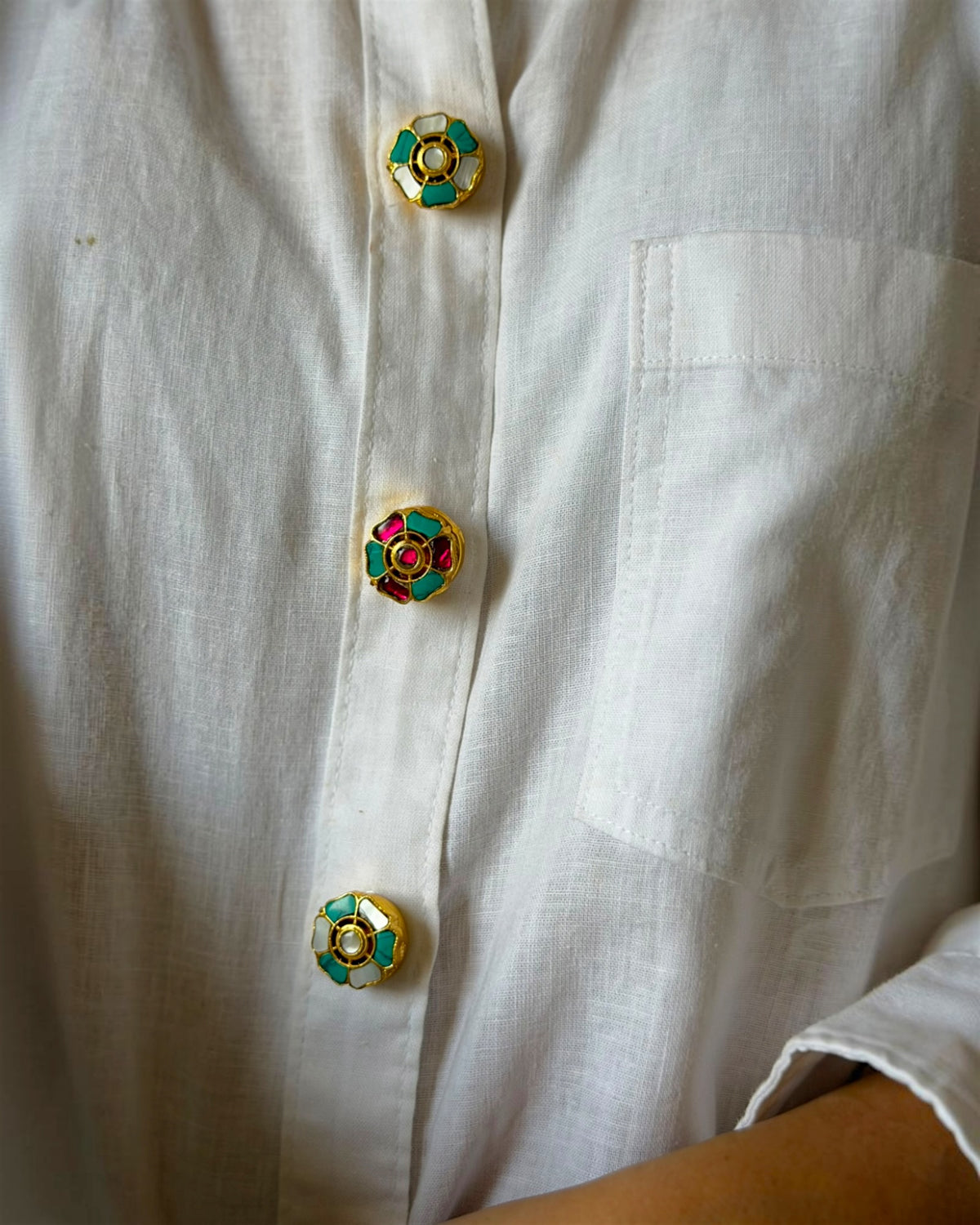 Firoza MOP Button Clips (set of 3) - pre order