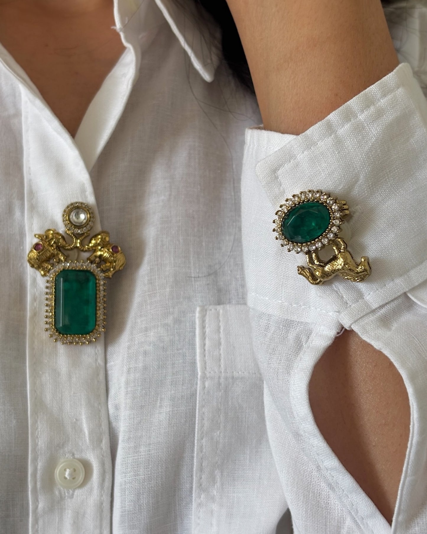 Ashva Emerald Brooch Pin