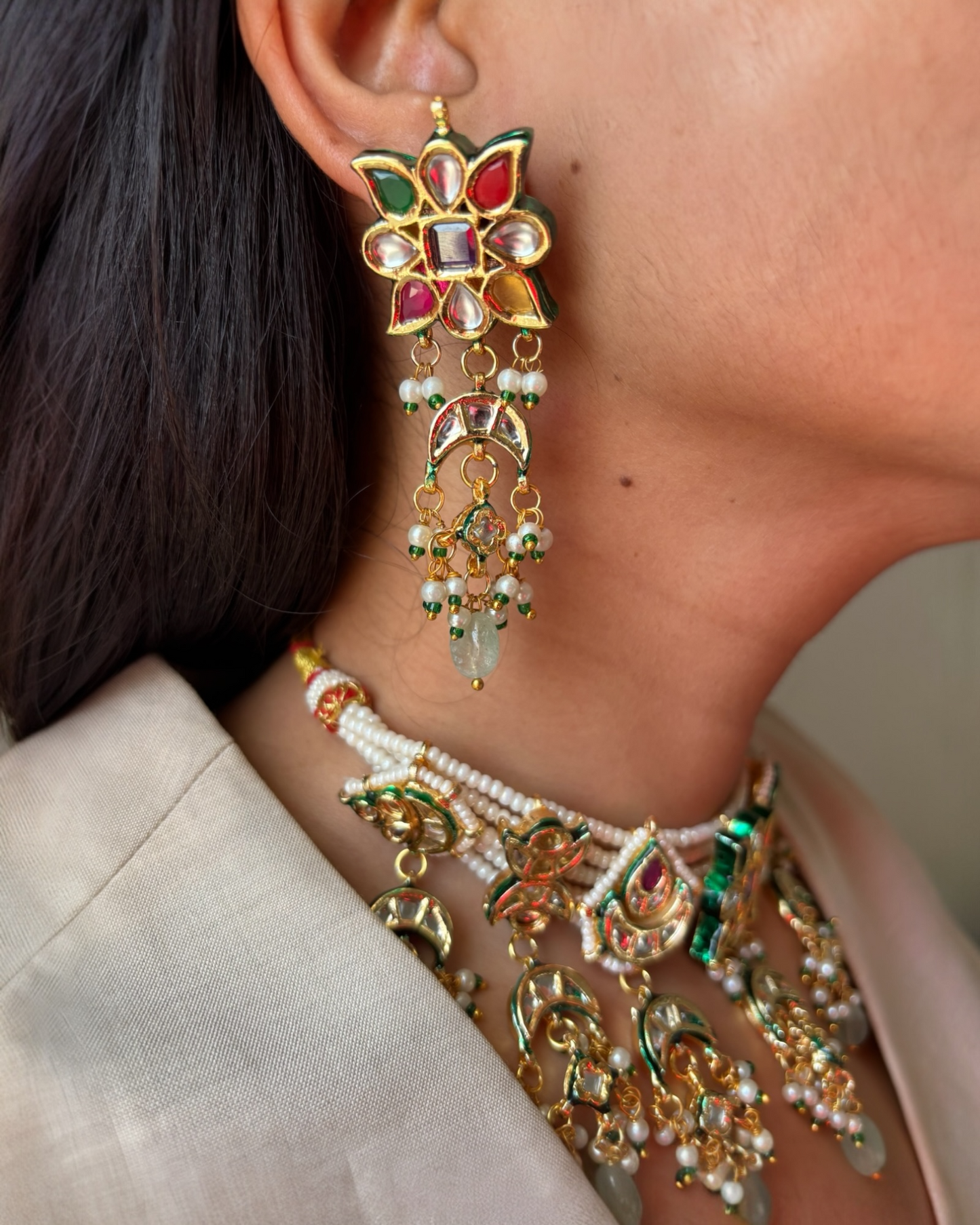Navratna Kundan Necklace set