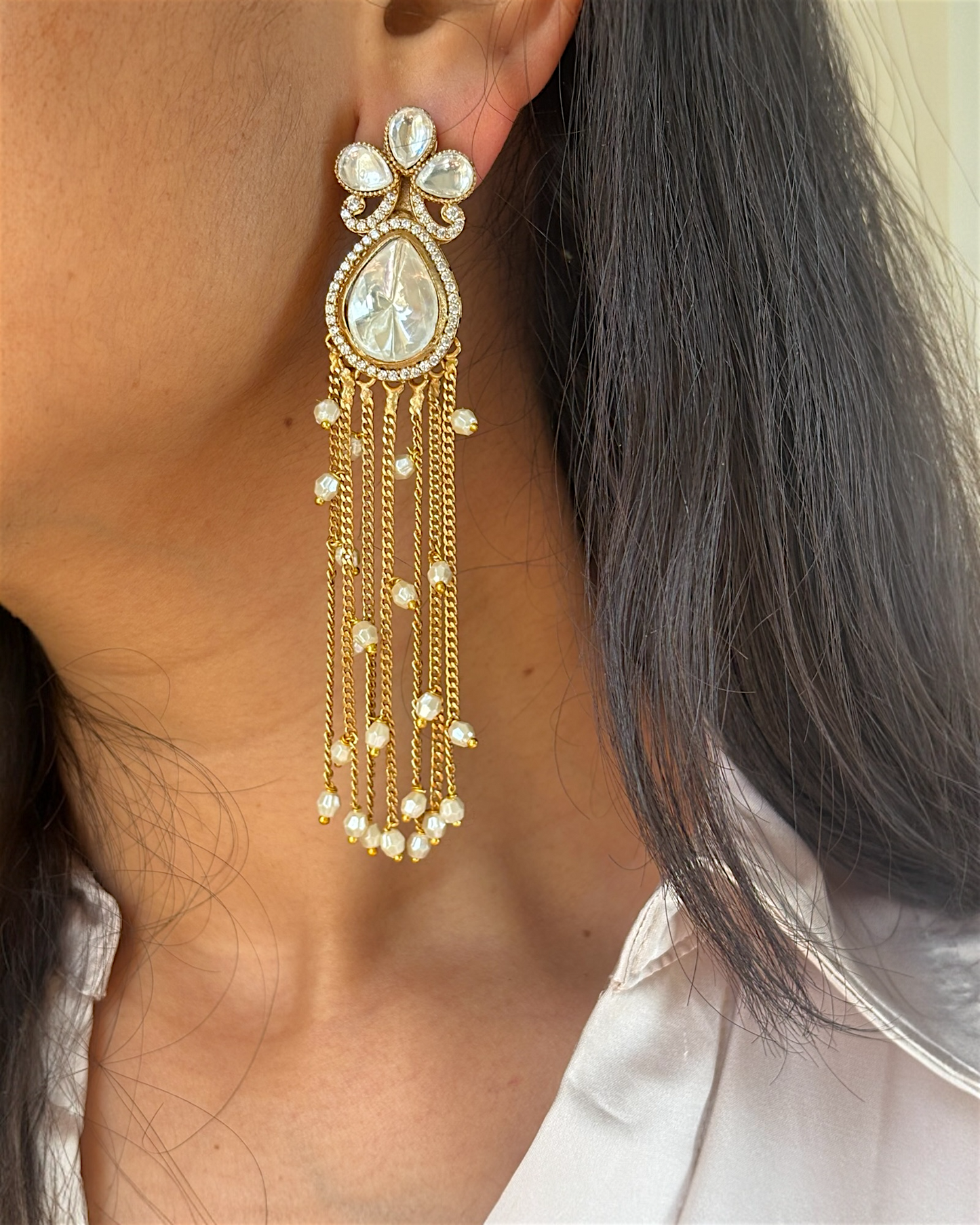 Karishma Long Polki Earrings