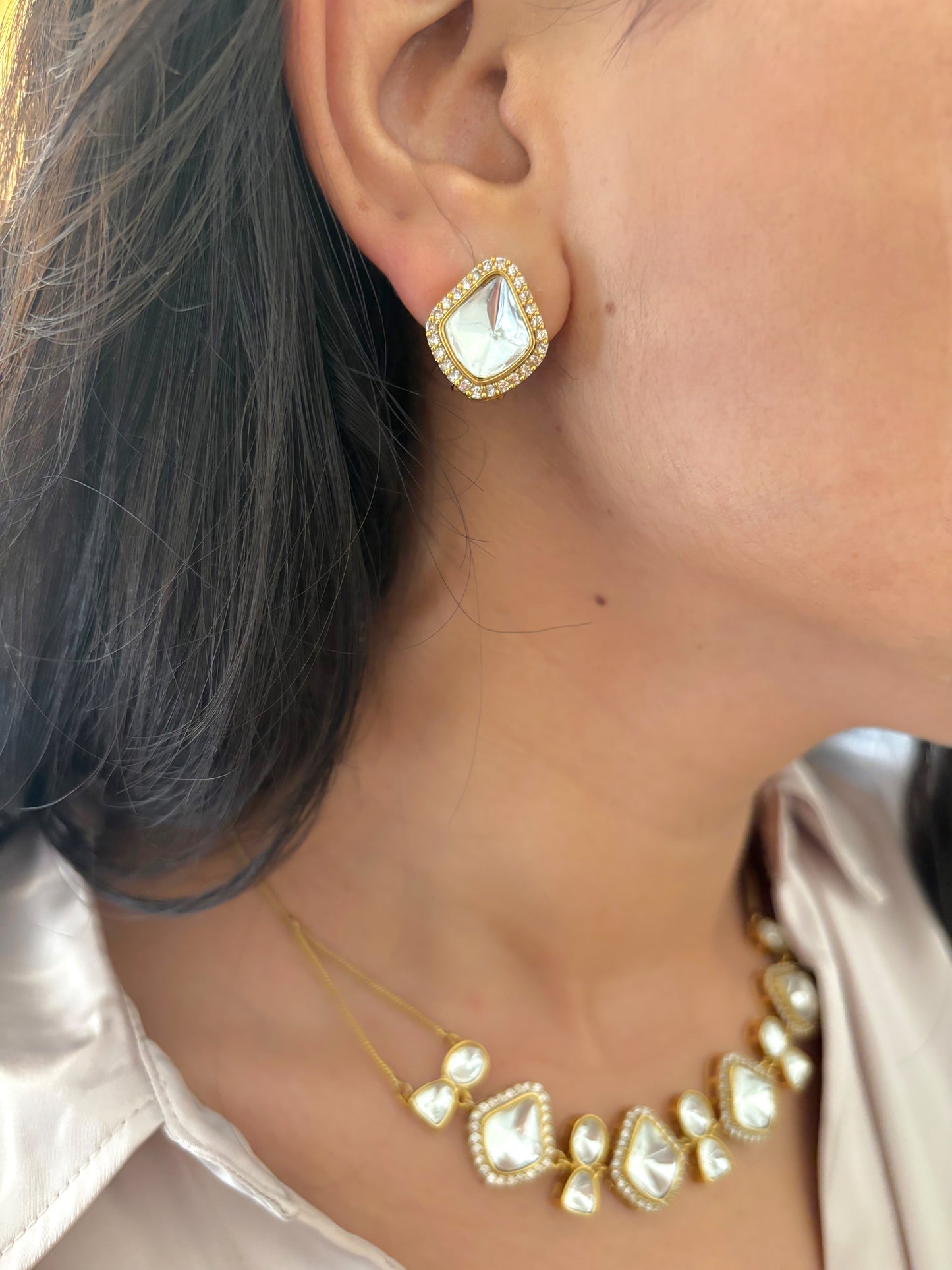 Yasha Polki Necklace with Studs