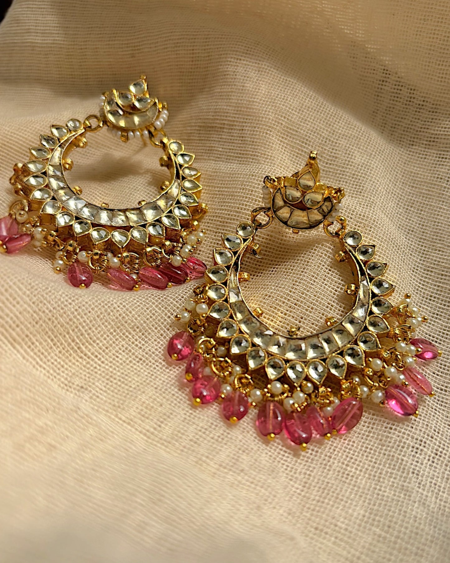 Esha Kundan Earrings with Ruby Drops