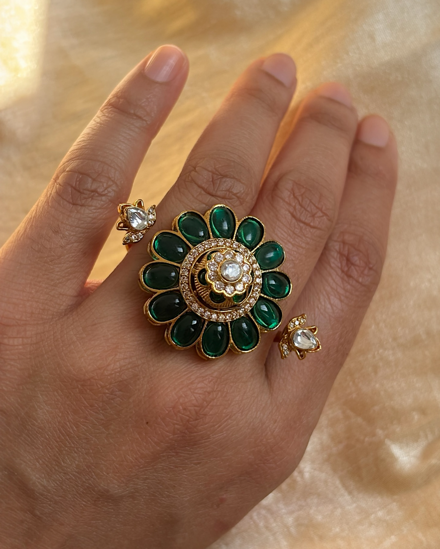 Himanshi Flower Ring with Meenakari