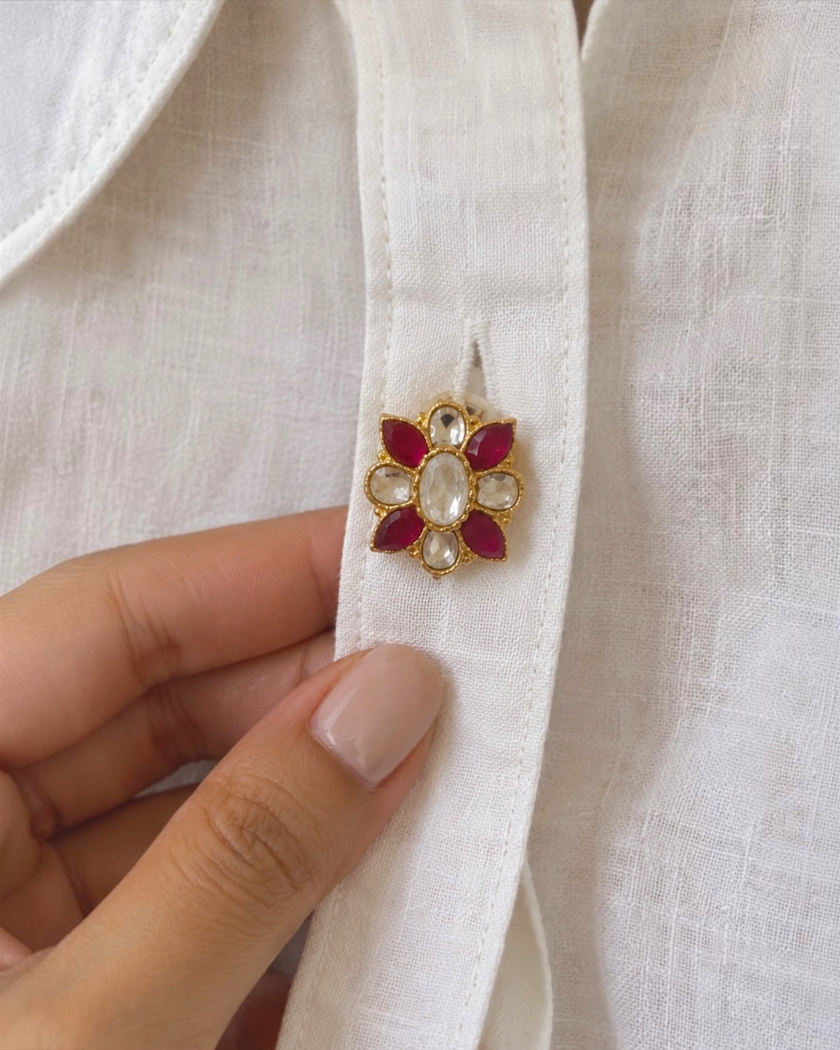 Ruby button clip ( set of 2)