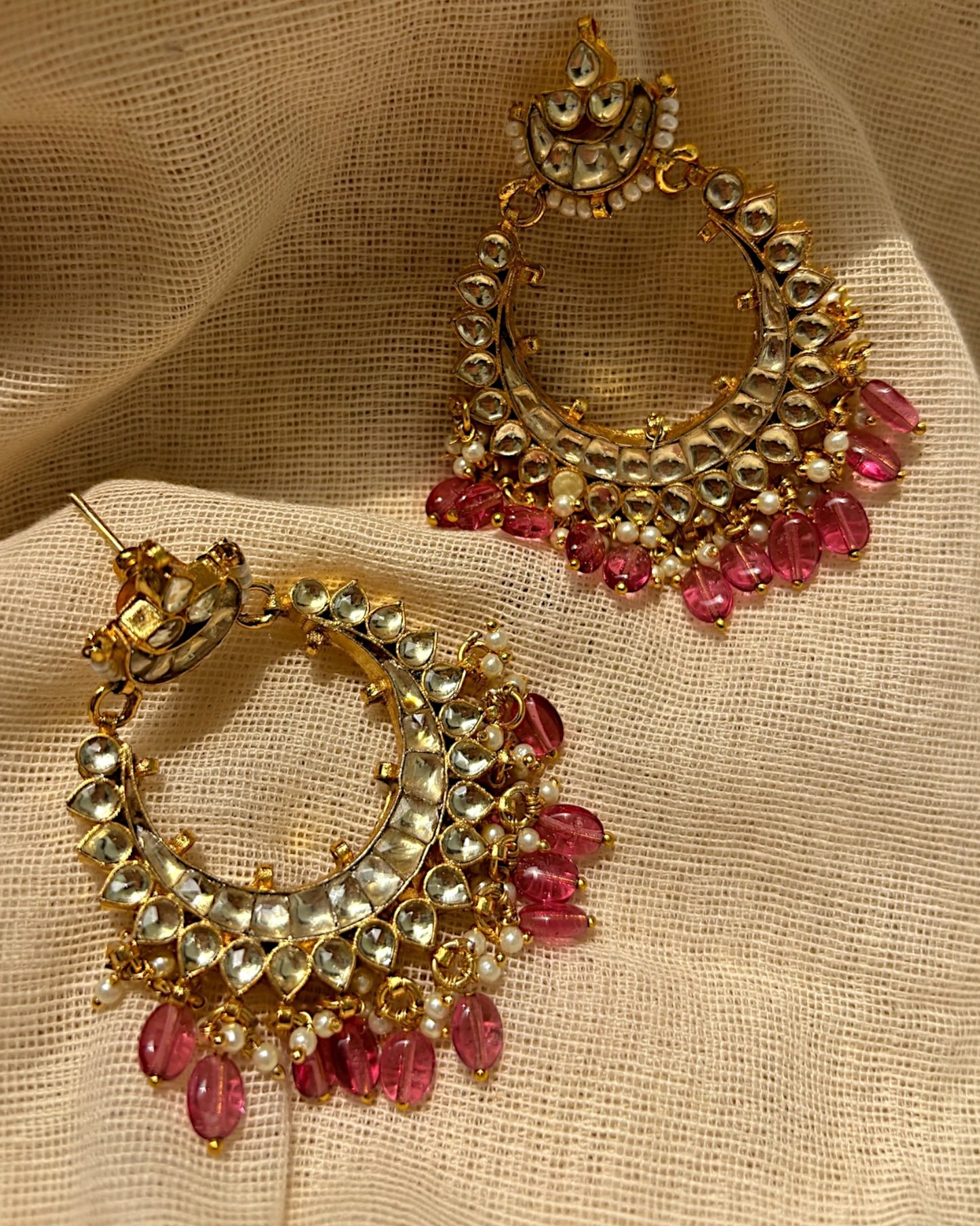 Esha Kundan Earrings with Ruby Drops