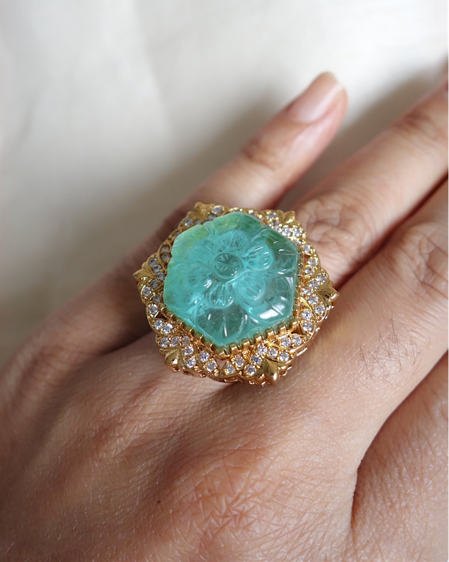 Deepa Mint Green Onyx Ring