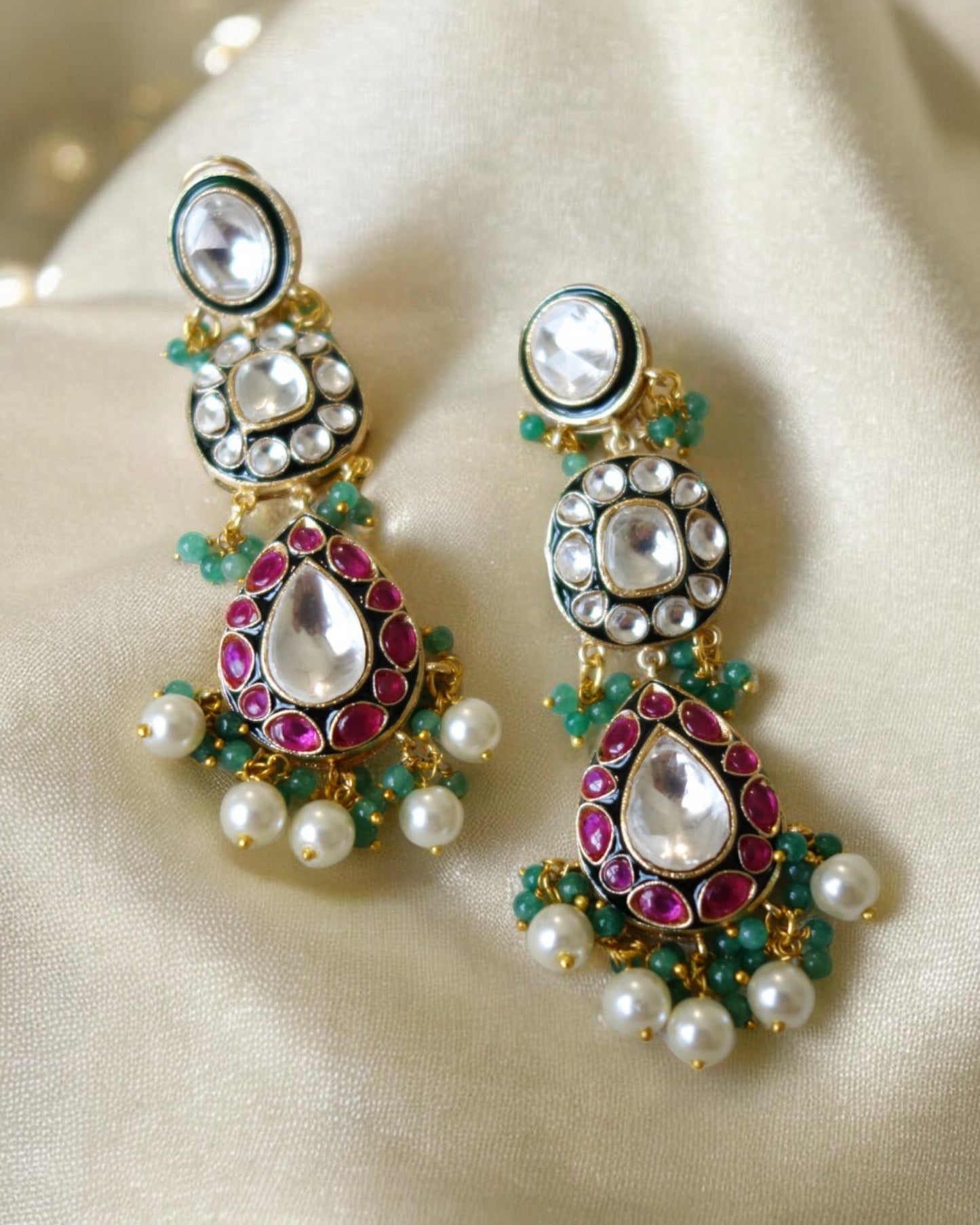 Tara Polki Long Earrings