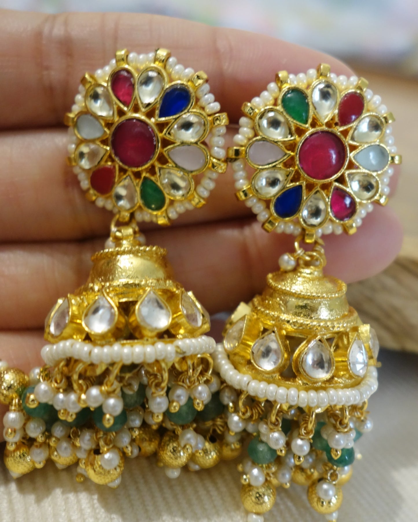 Navratna Kundan Jhumkas