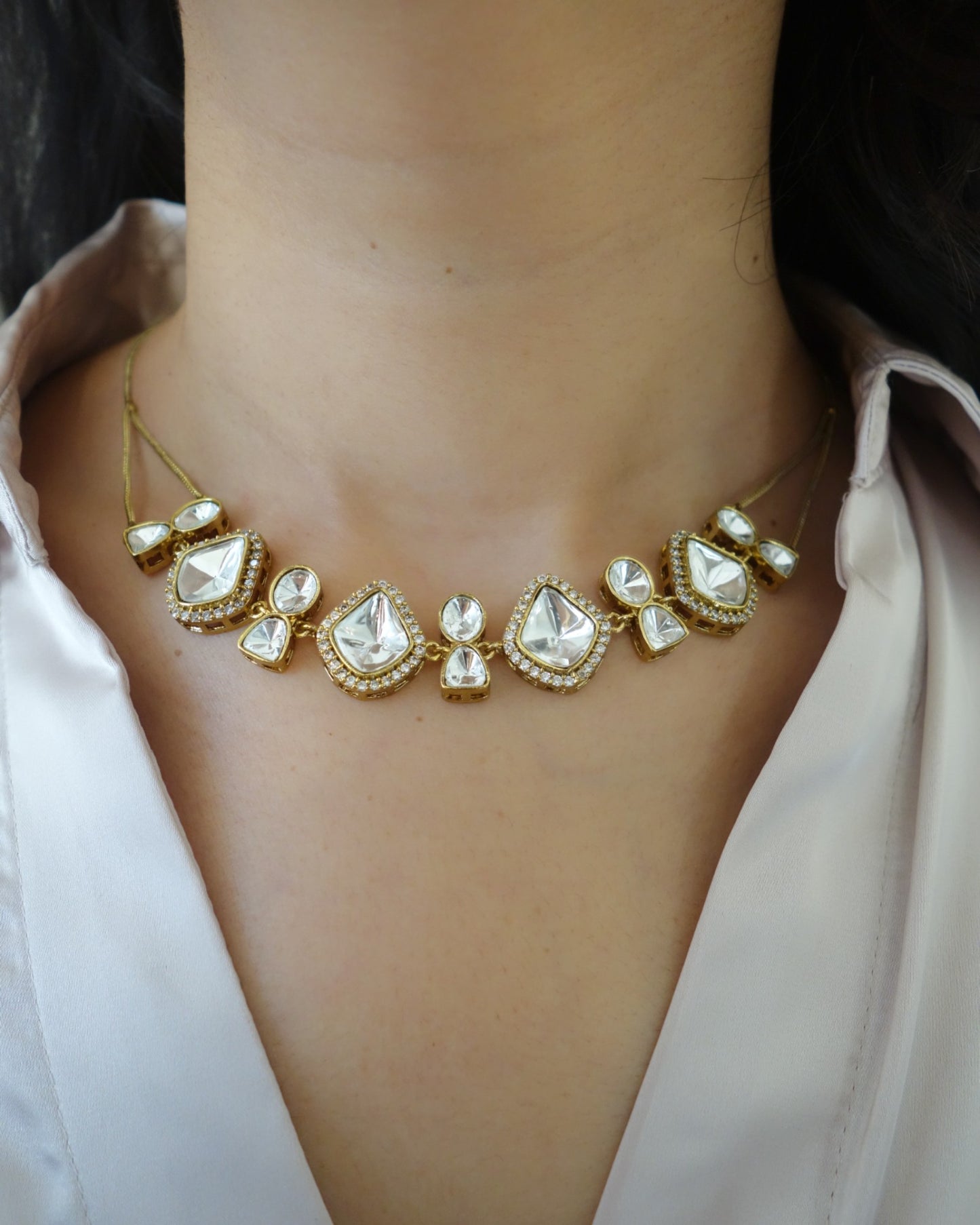 Yasha Polki Necklace with Studs