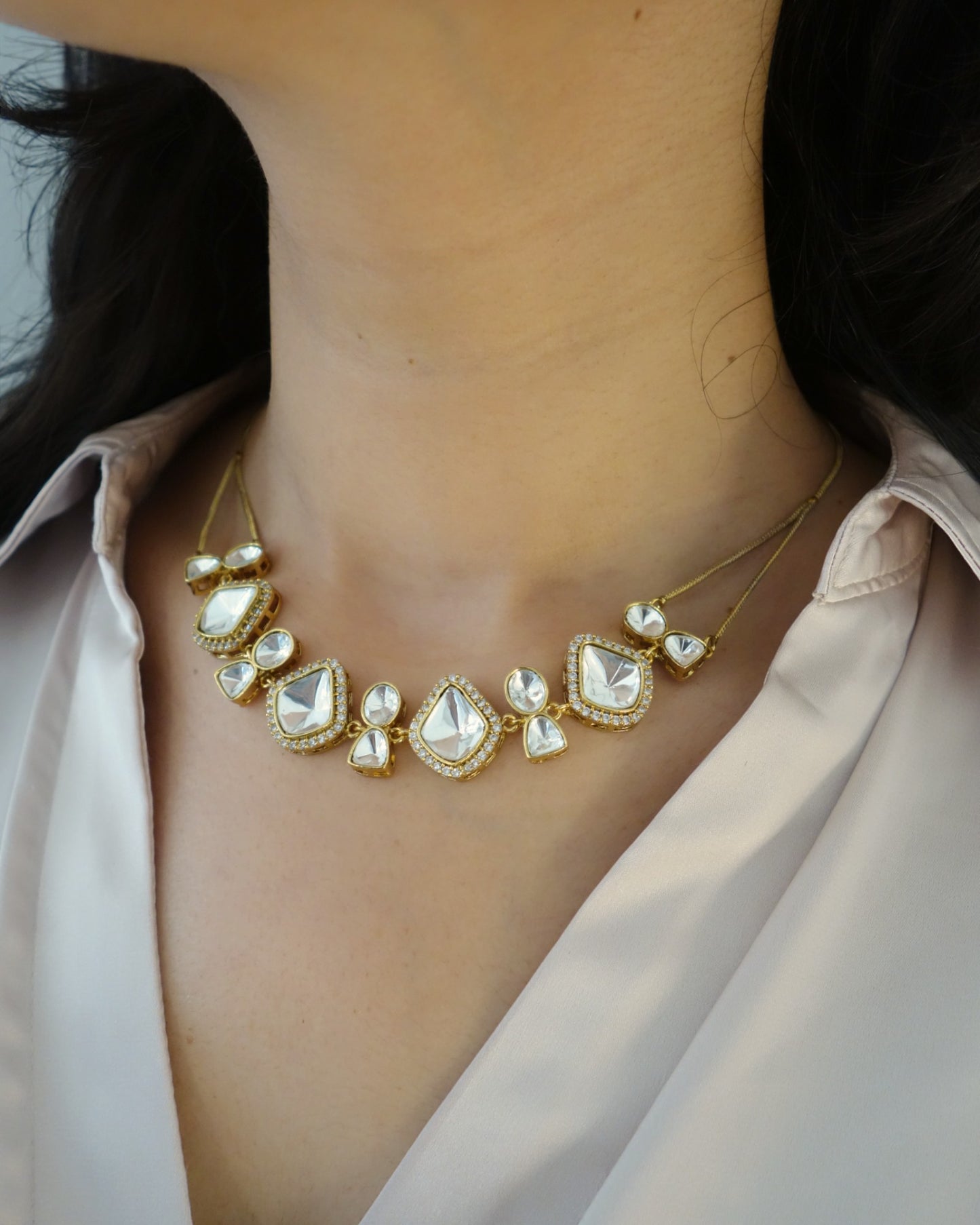 Yasha Polki Necklace with Studs