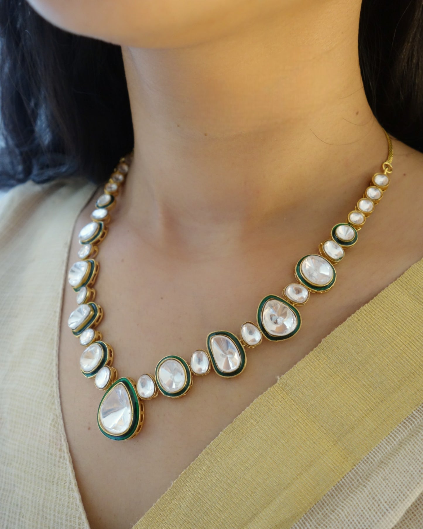 Kusha All Polki Necklace with Earrings