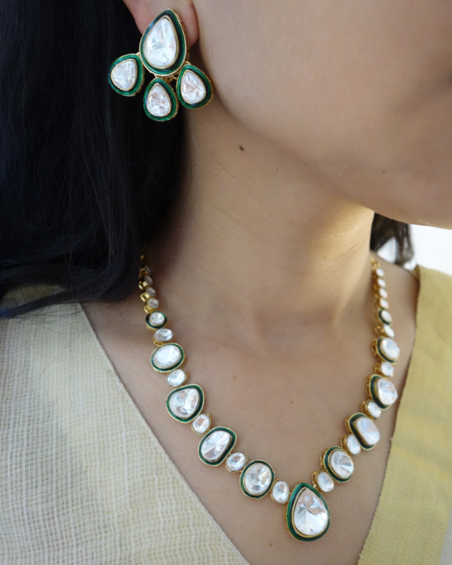 Kusha All Polki Necklace with Earrings