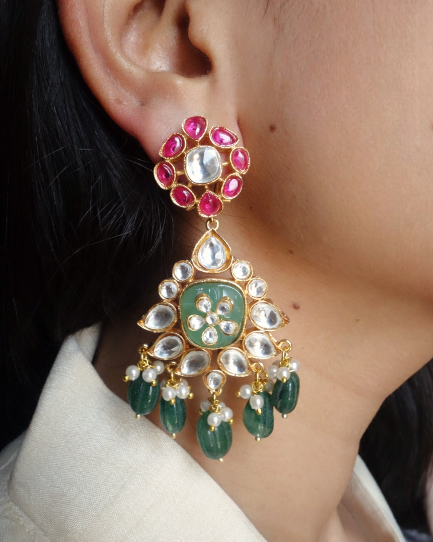 Manya Polki Long Earrings