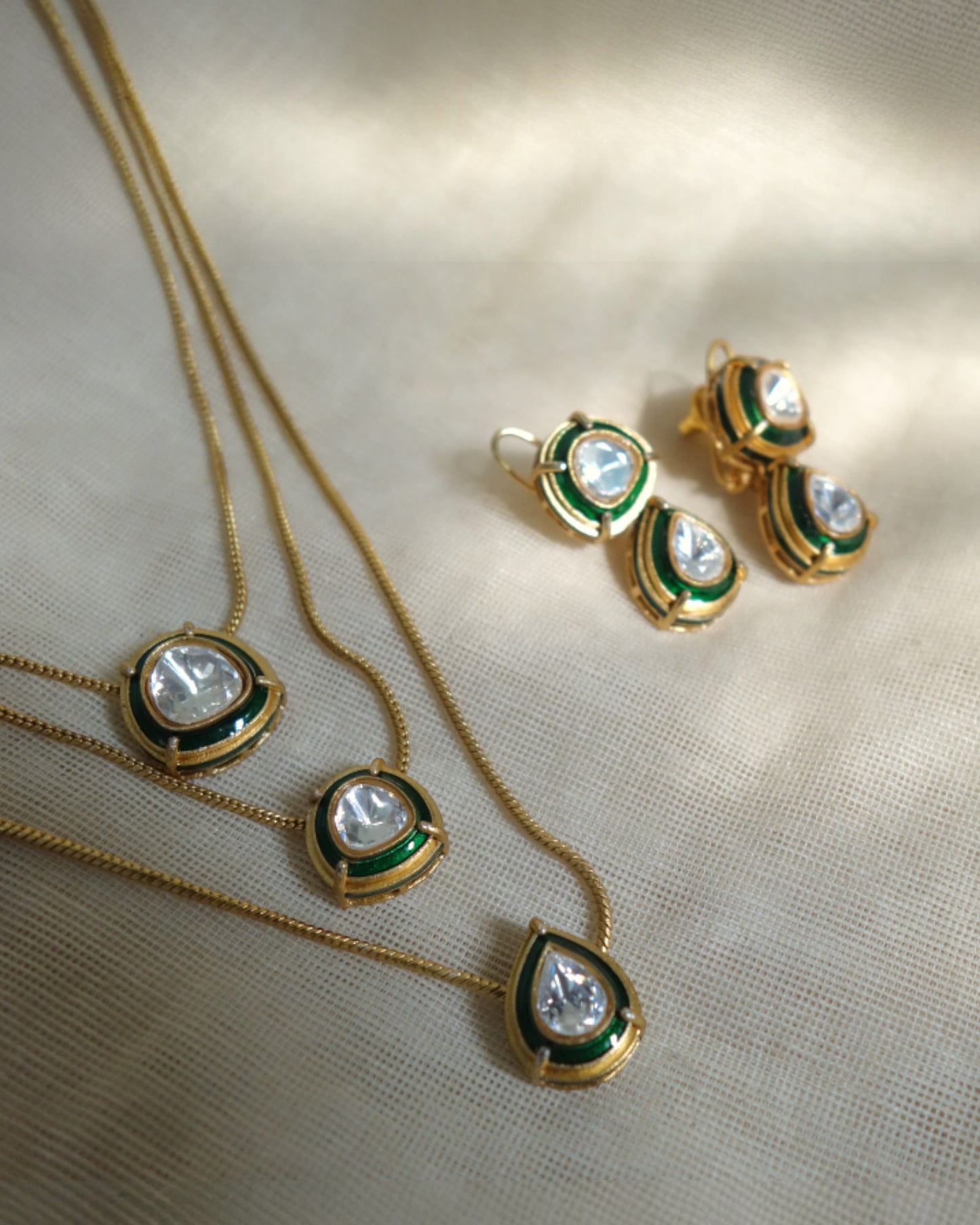 Tarini Triple Layered Necklace with Earrings