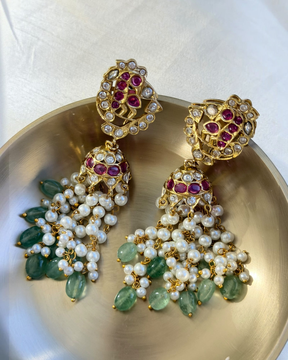 Ditya Ruby and Pearl Jhumkas