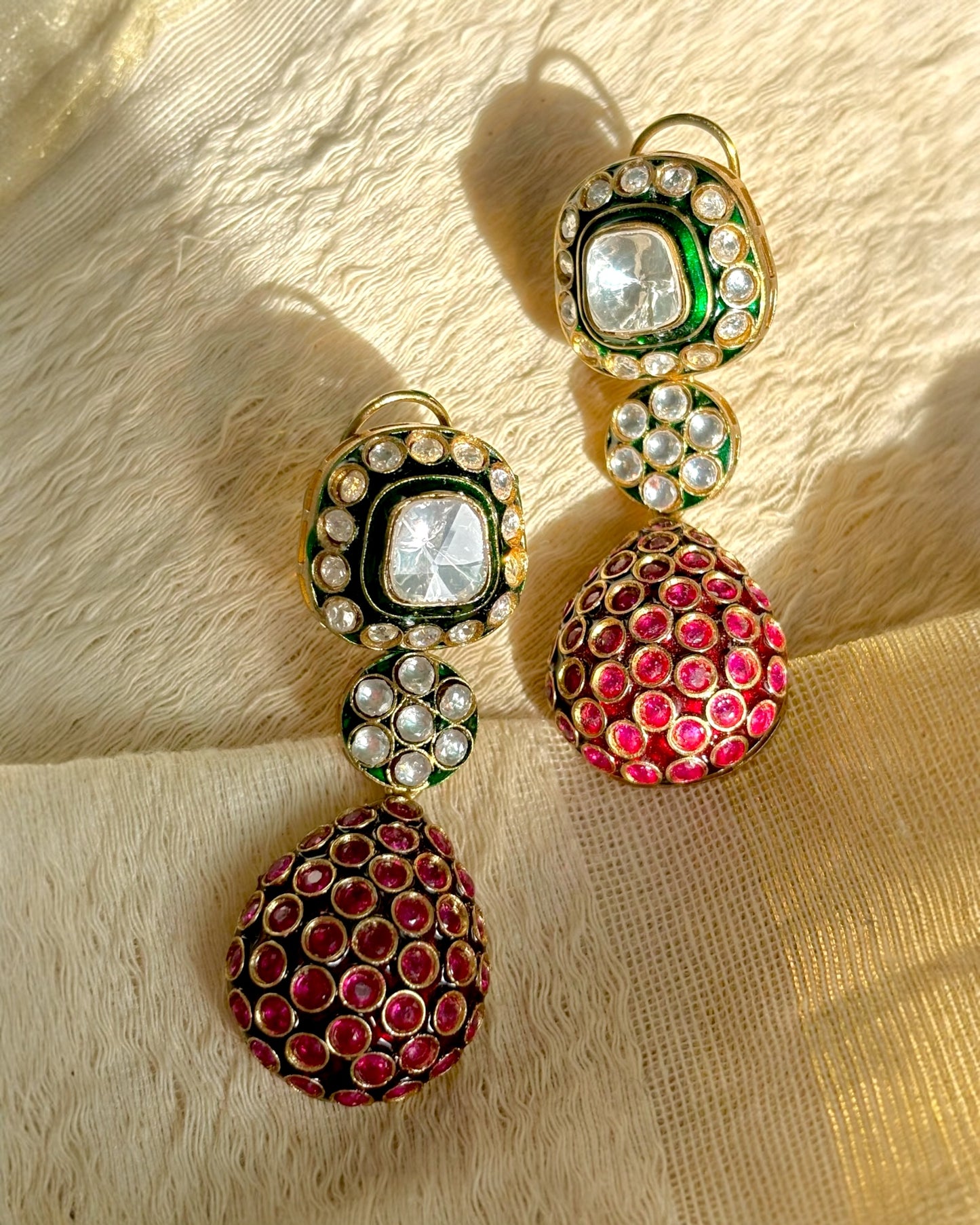 Disha Ruby Drop Kundan Earrings
