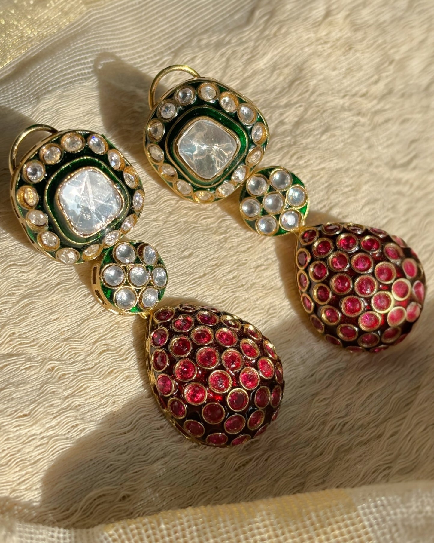 Disha Ruby Drop Kundan Earrings