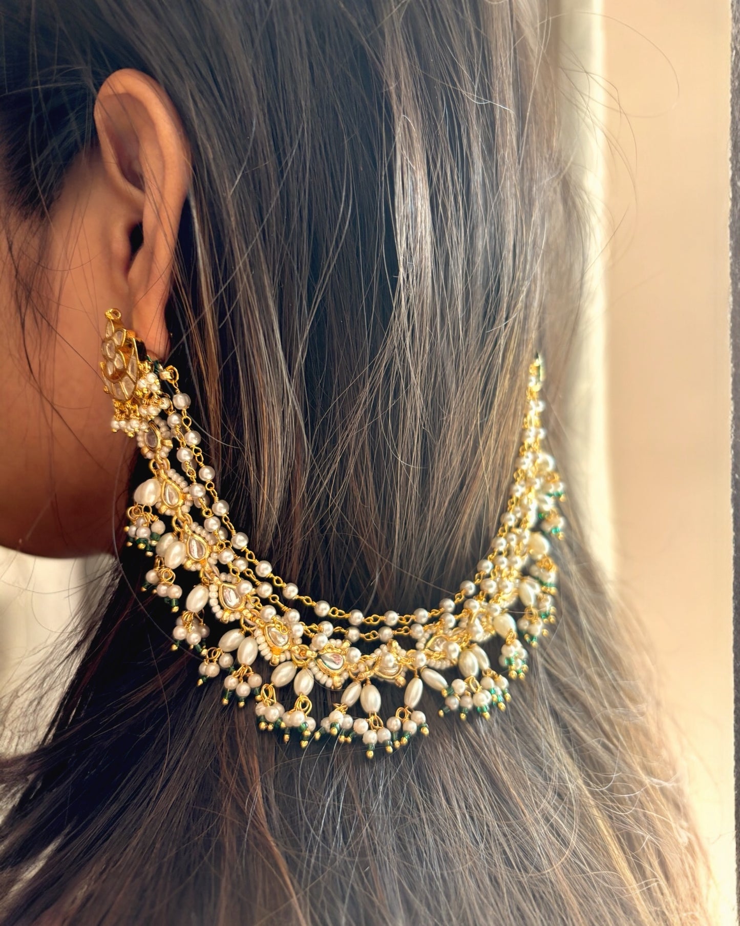 Mahima Kundan Ear Chains