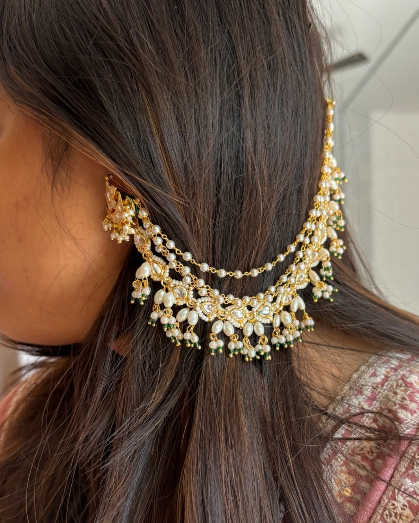 Mahima Kundan Ear Chains