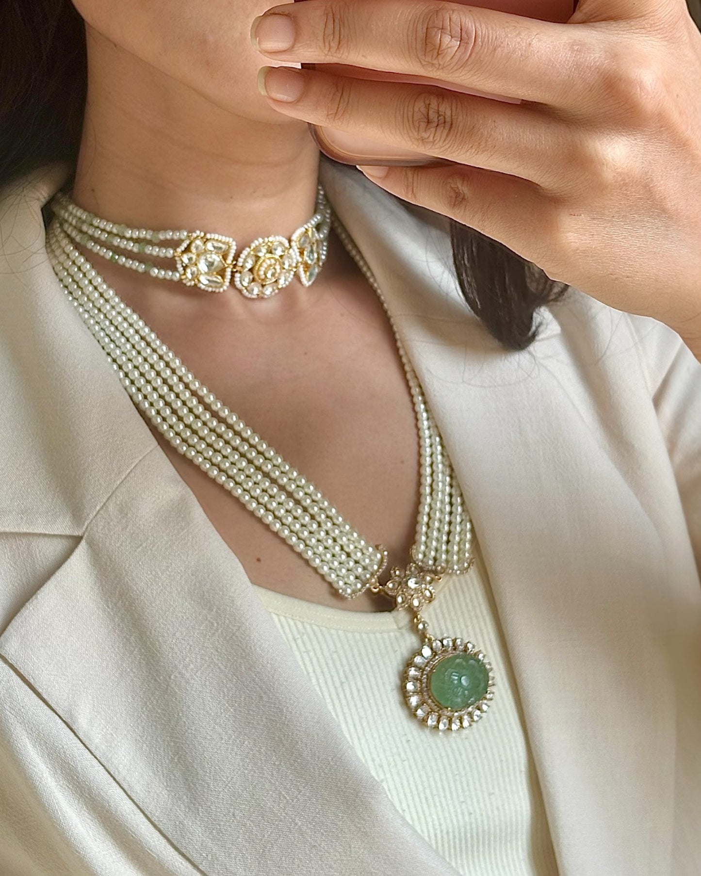 Aditi Pearl Neckalce with Studs