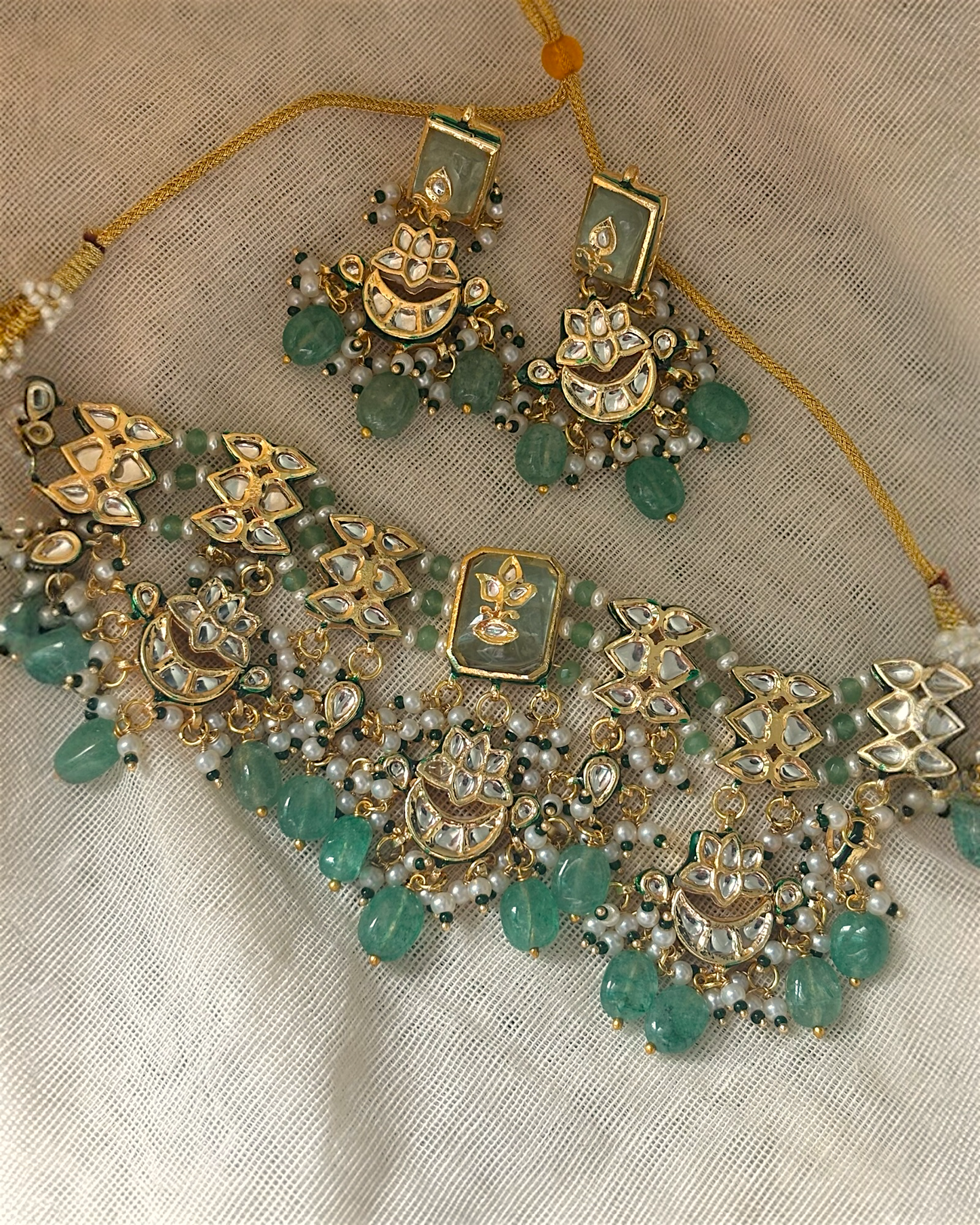 Veda Mint Green Kundan Choker Set with