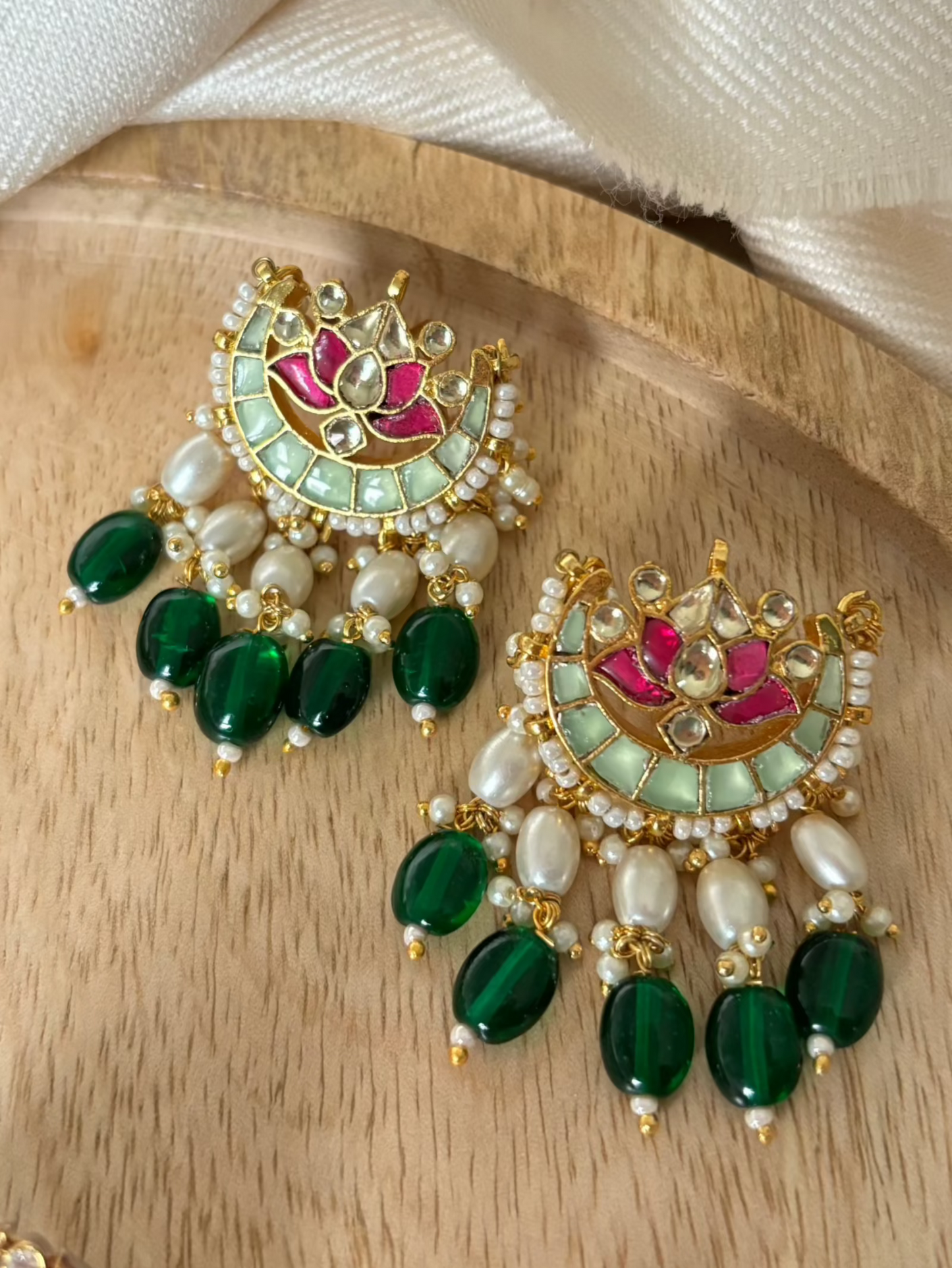 Pushpa Lotus Studs with Meenakari