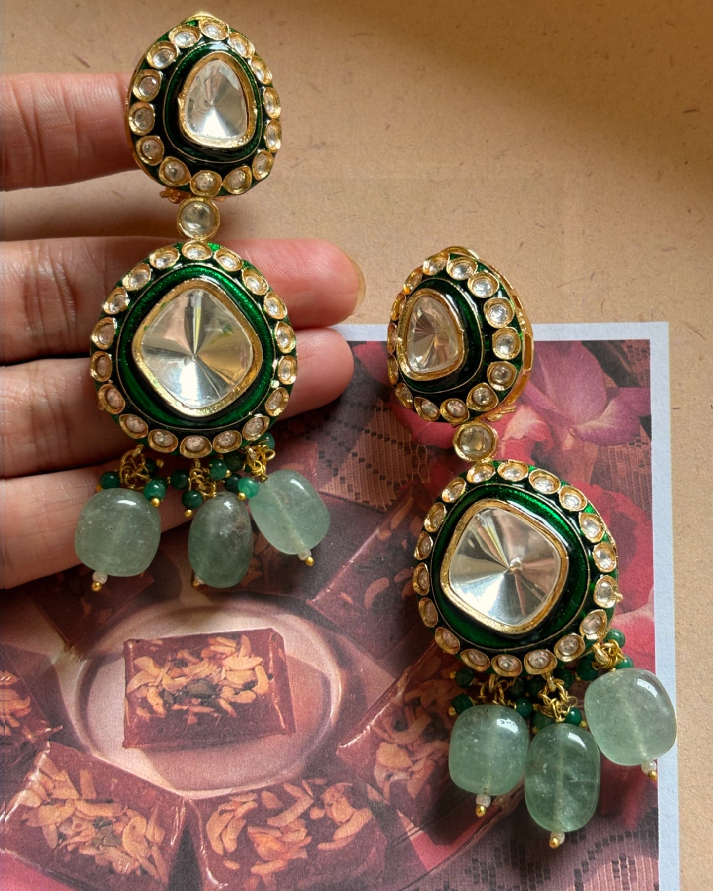 Ramya Kundan Meenkari Earrings