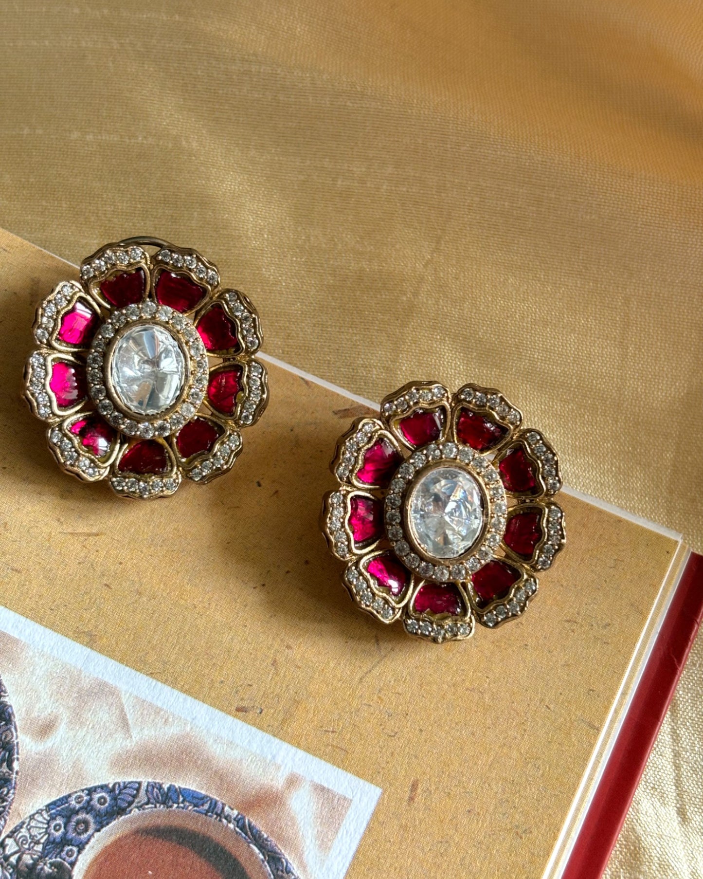 Manjari Ruby Kundan Studs