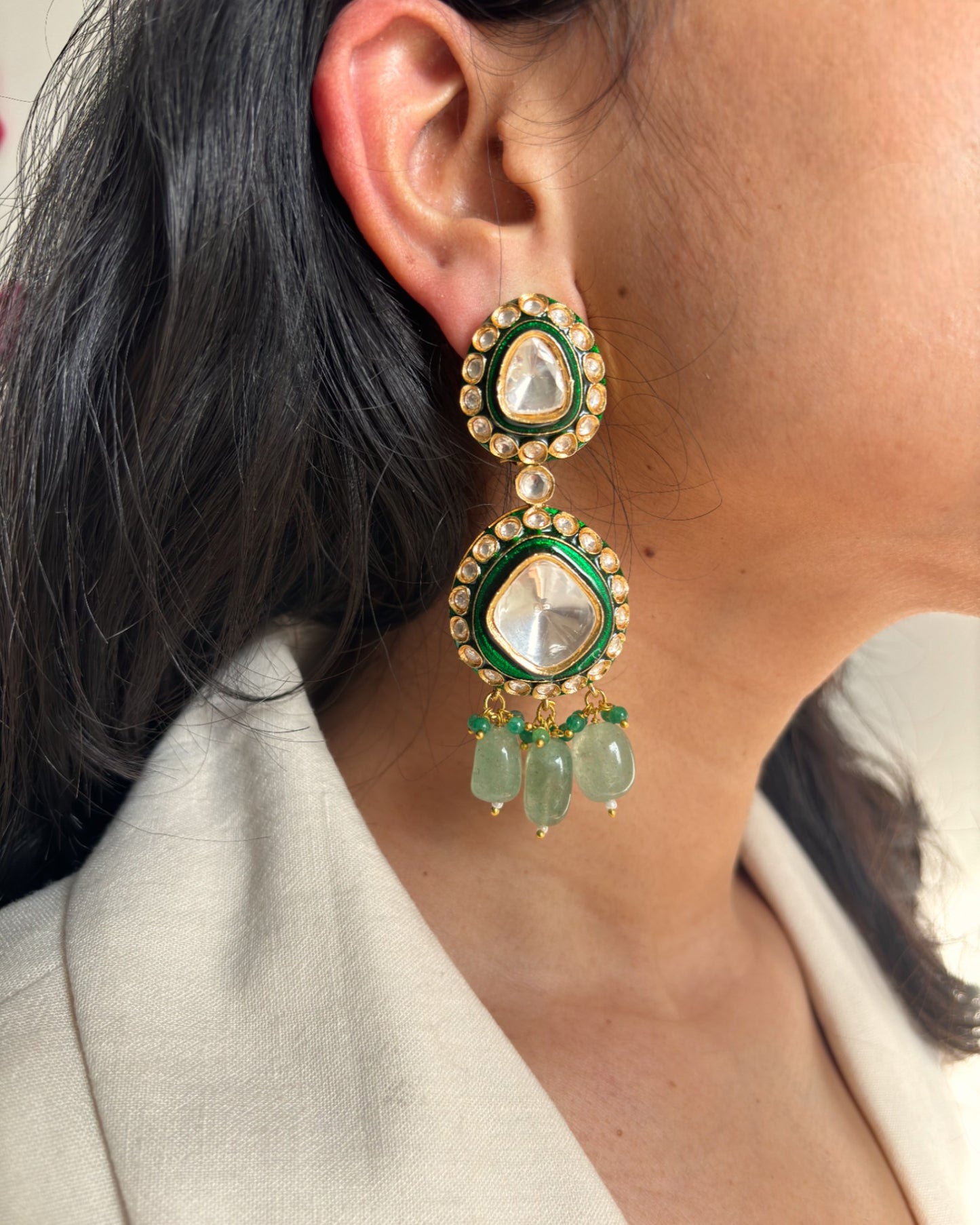 Ramya Kundan Meenkari Earrings
