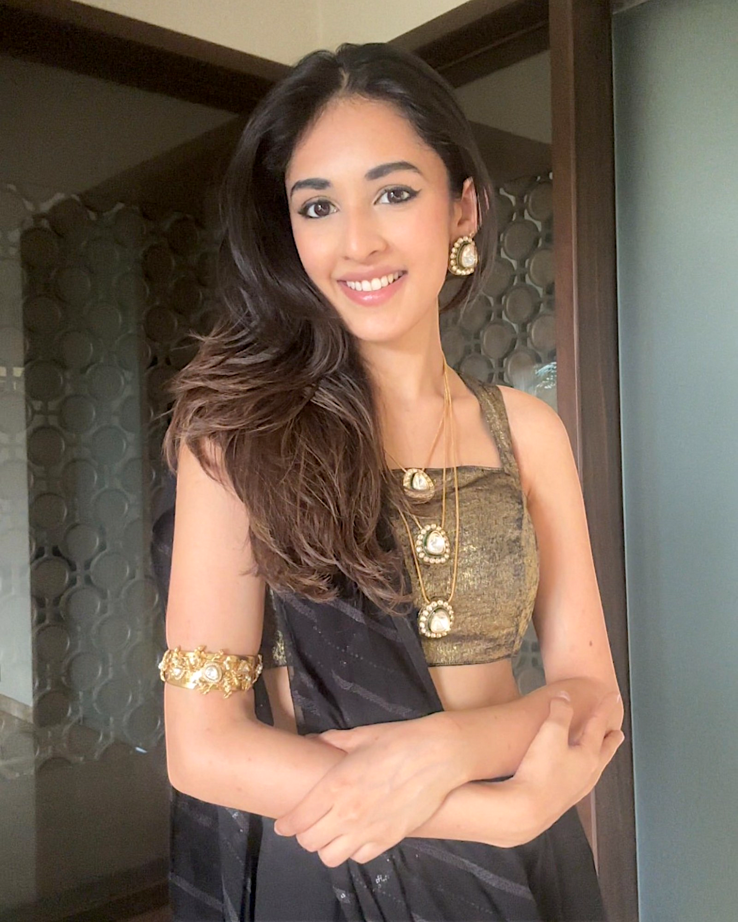 Tripti Three Layered Necklace with Studs