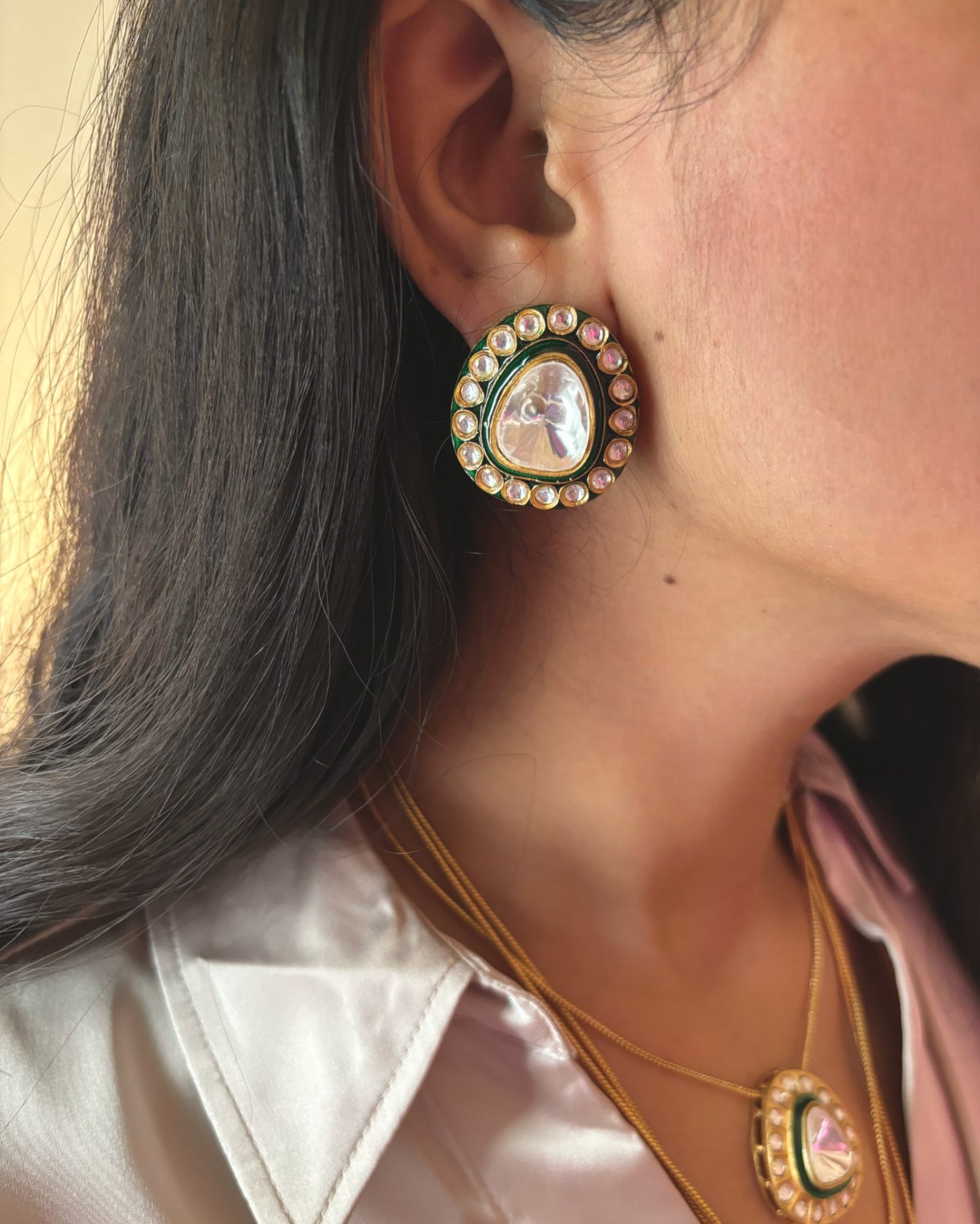 Tripti Three Layered Necklace with Studs- Preorder