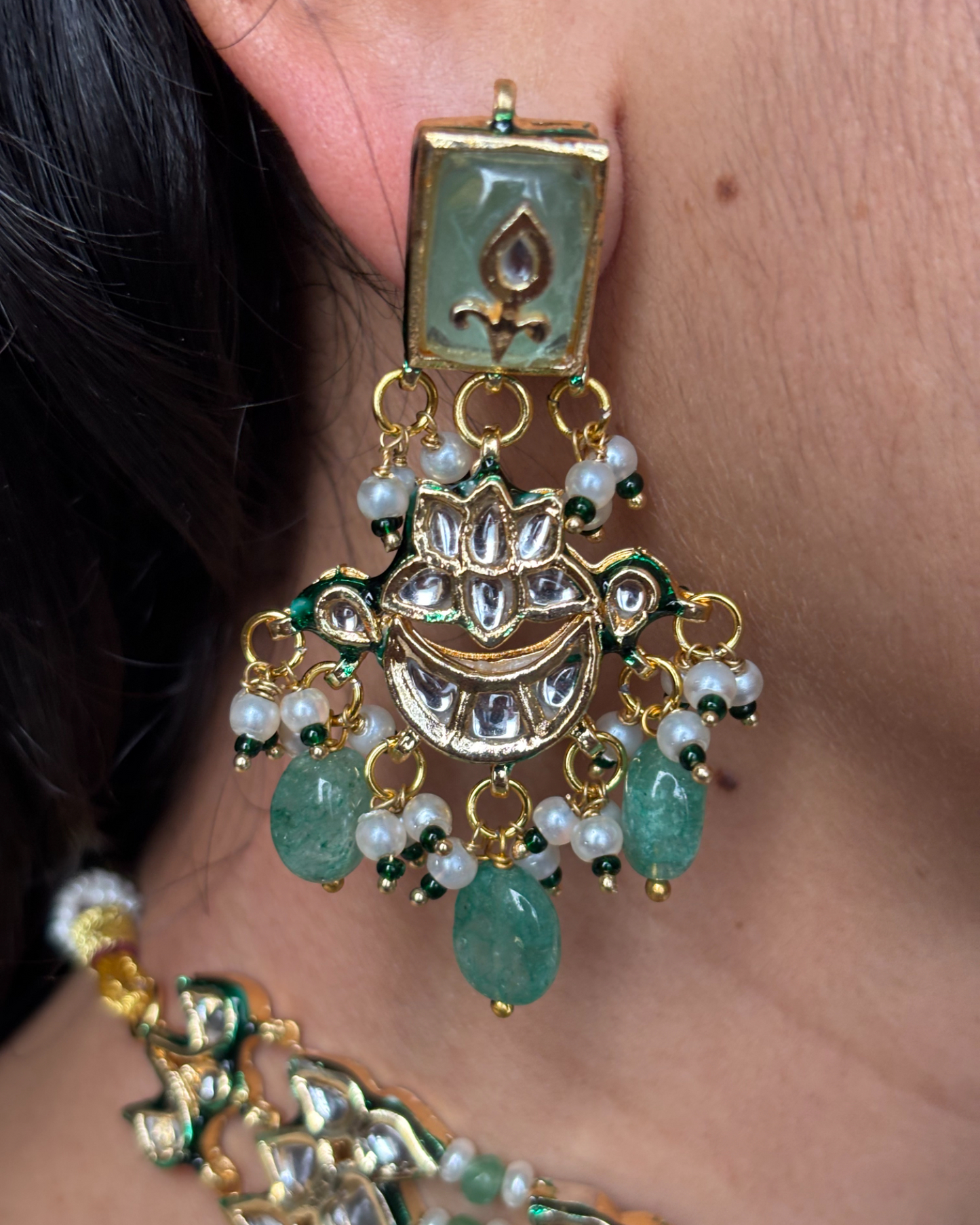 Veda Mint Green Kundan Choker Set with