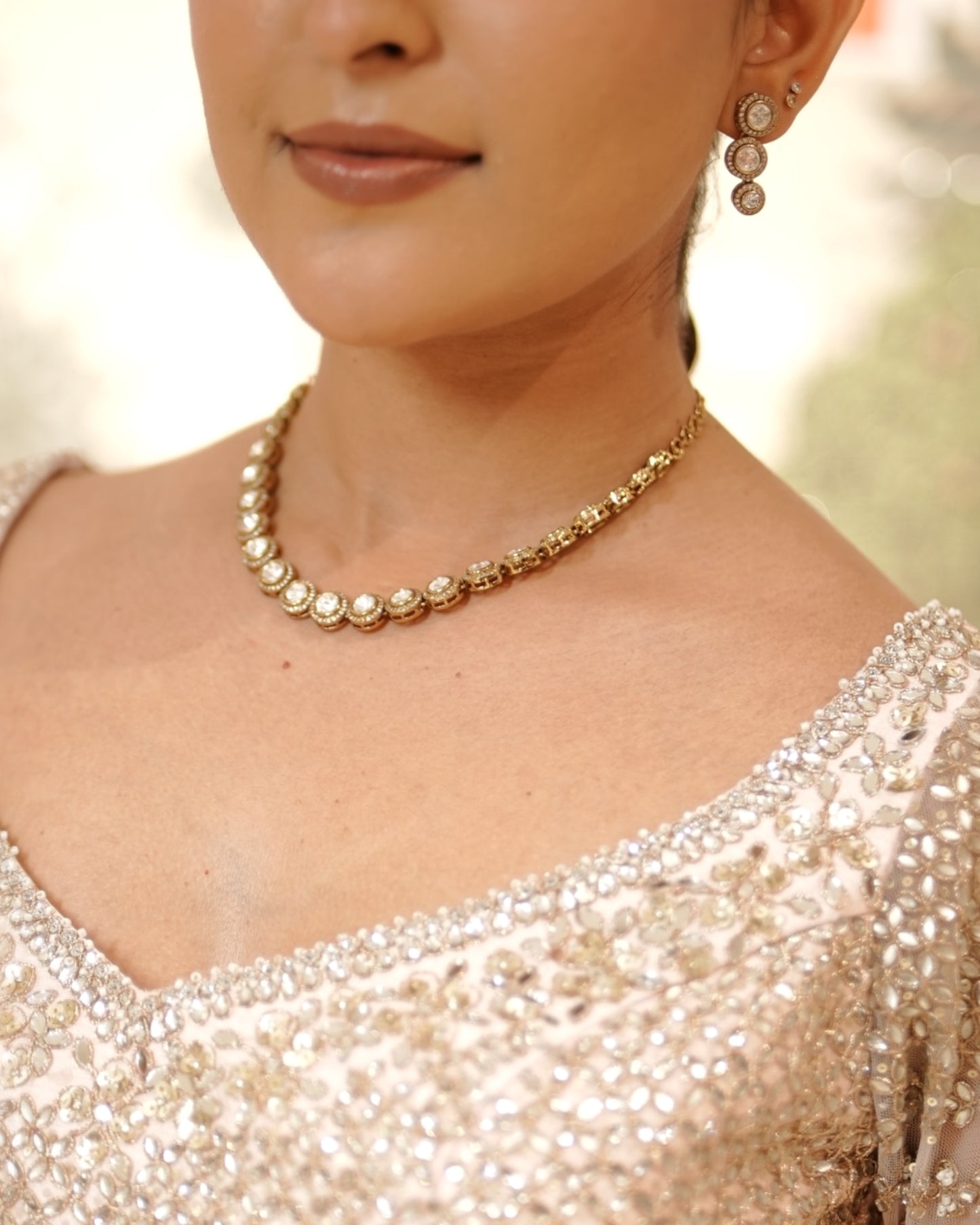 Prachi Polki Necklace with earrings