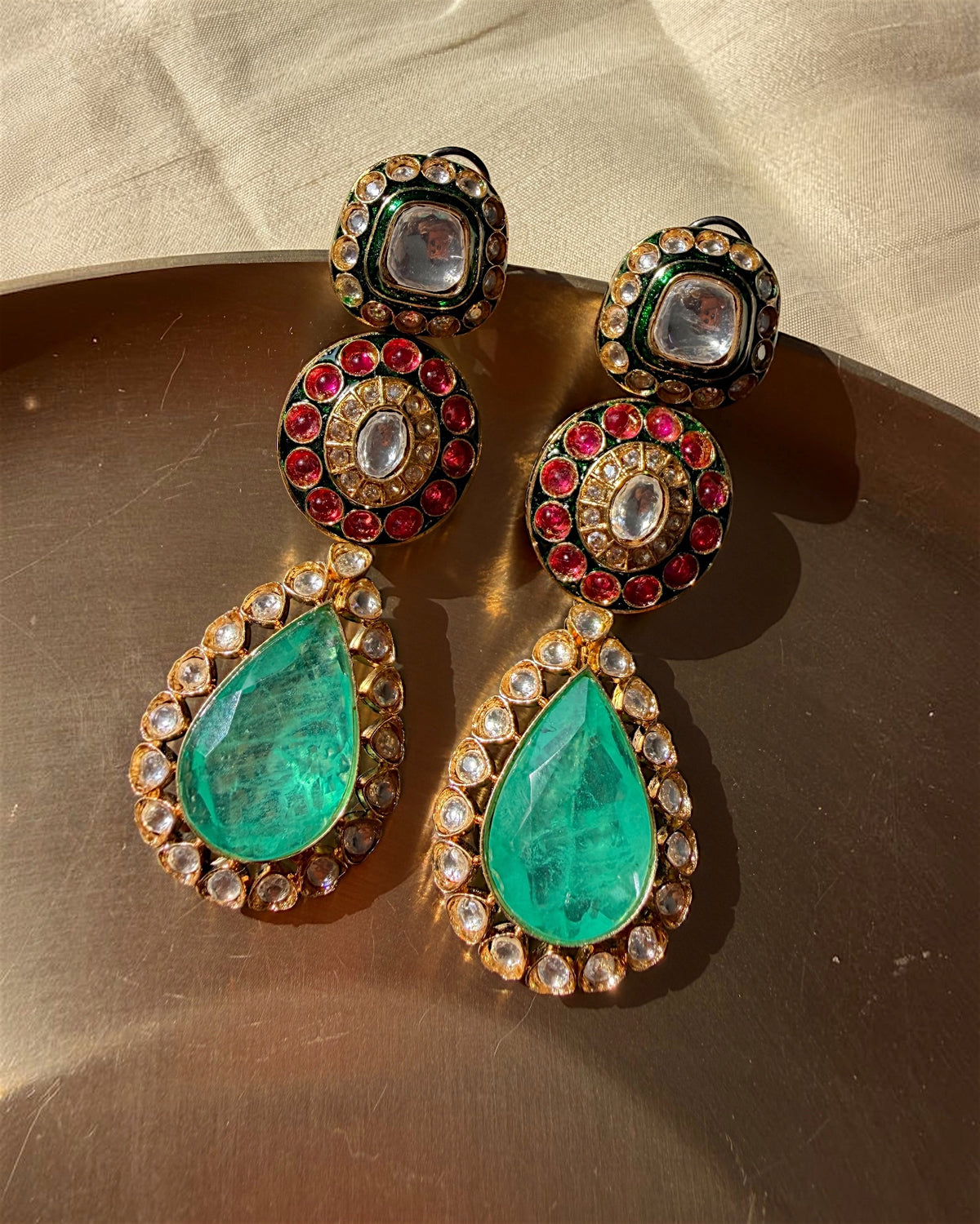 Paridhi Emerald Long Earrings