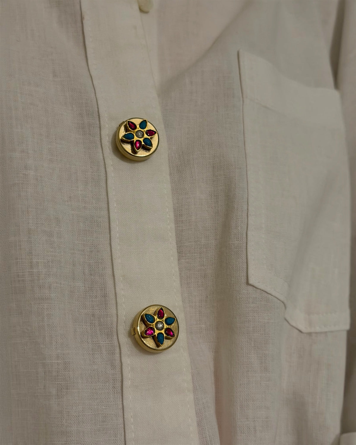 Kashi Kundan button clip (set of 2)