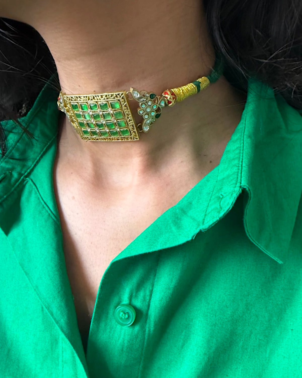 Sejal Mint green Jadau choker