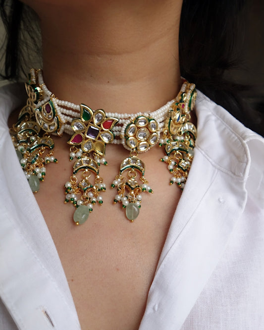 Navratna Kundan Necklace set