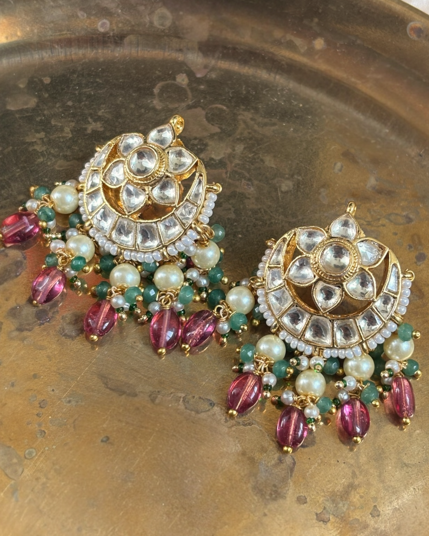 Shruti Kundan studs with ruby drops