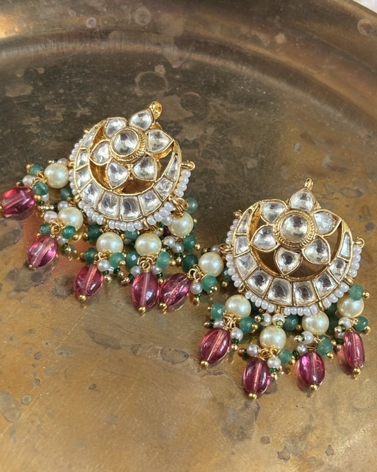 Shruti Kundan studs with ruby drops