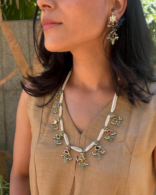 Navratna Chidiya Necklace Set