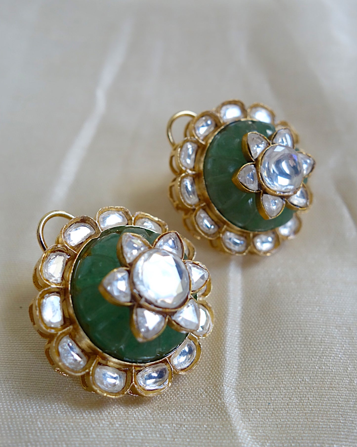 Mint Green Kundan overlay studs