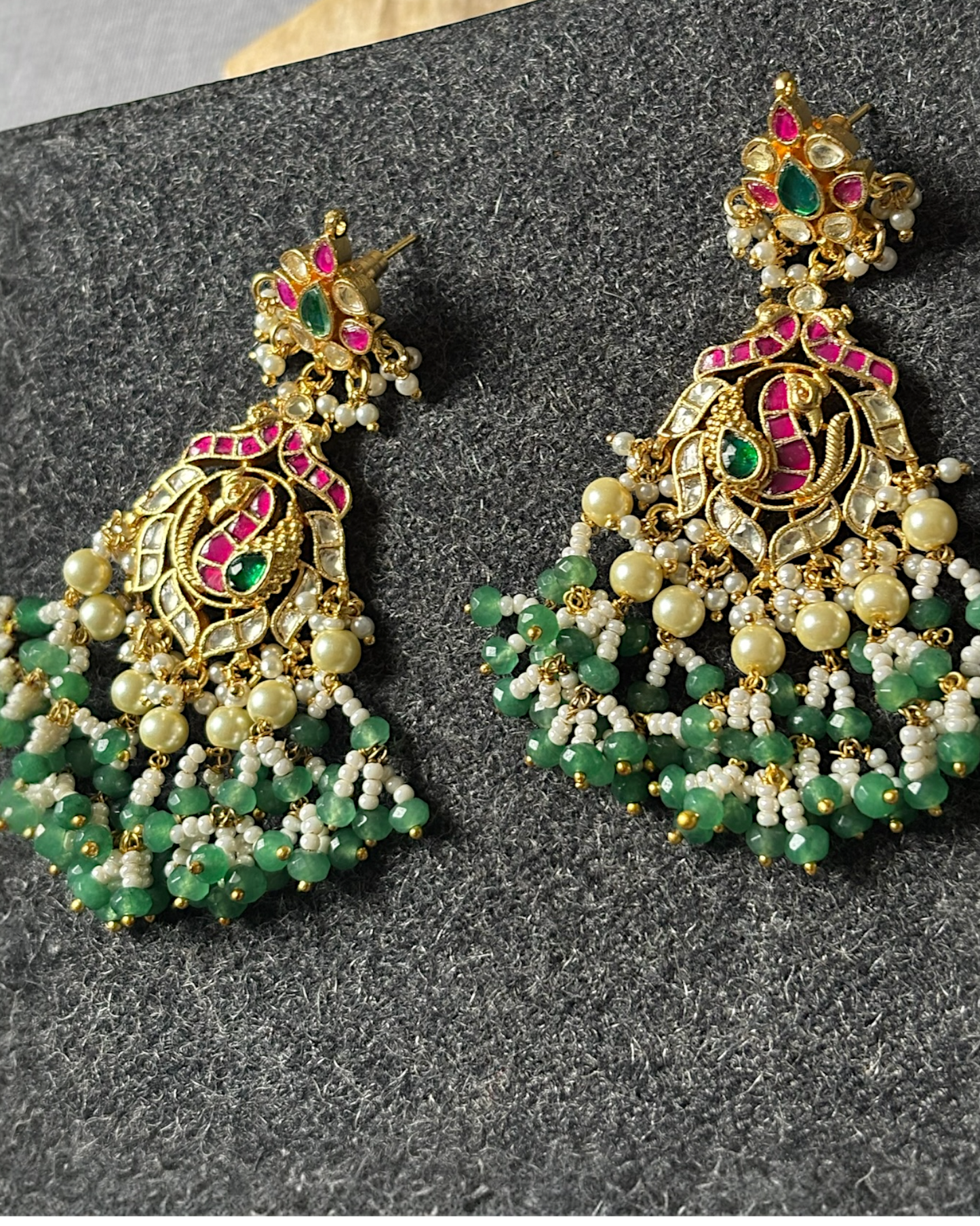 Mayuri Kundan earrings with multicoloured stones