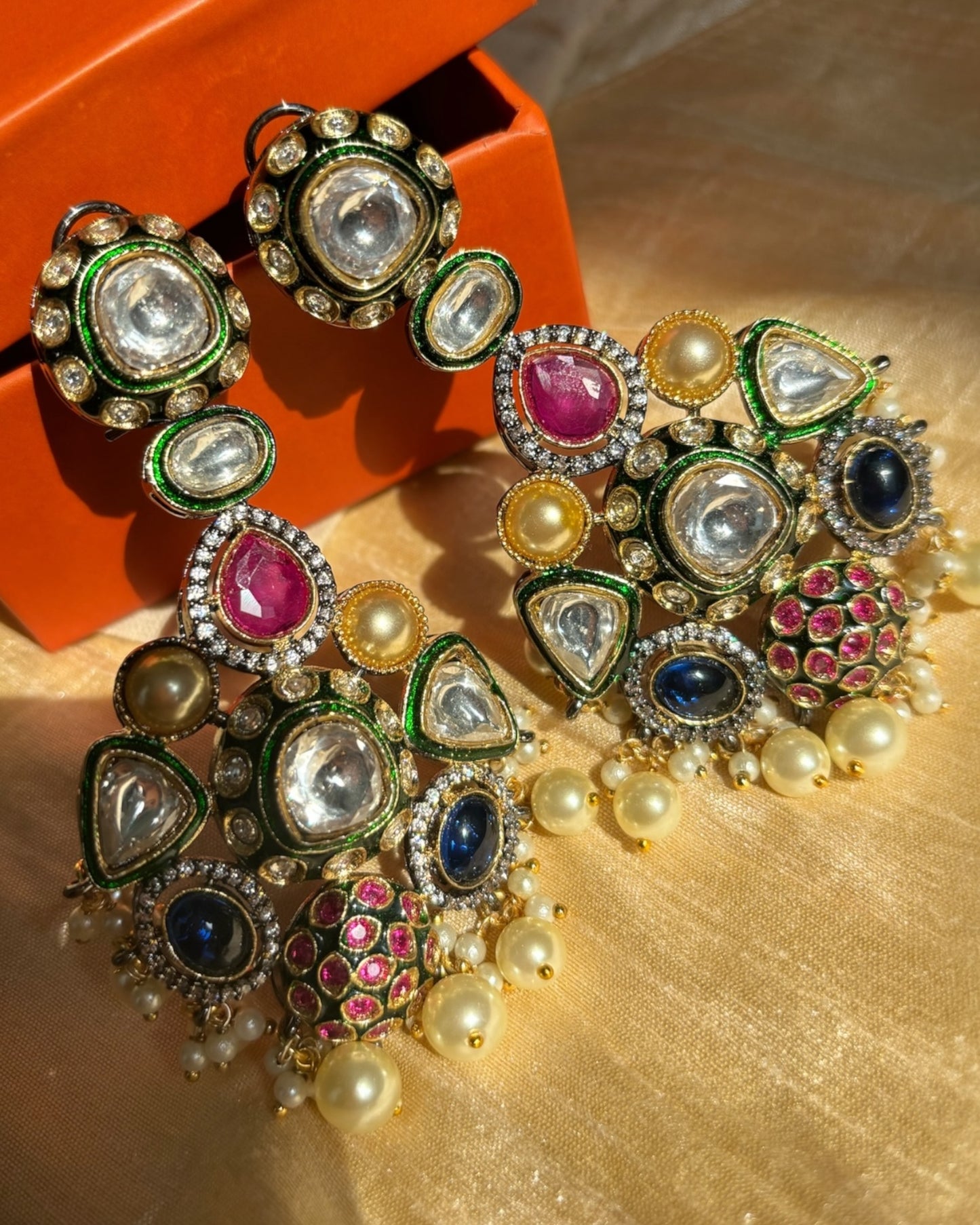 Jodha Kundan Long Earrings