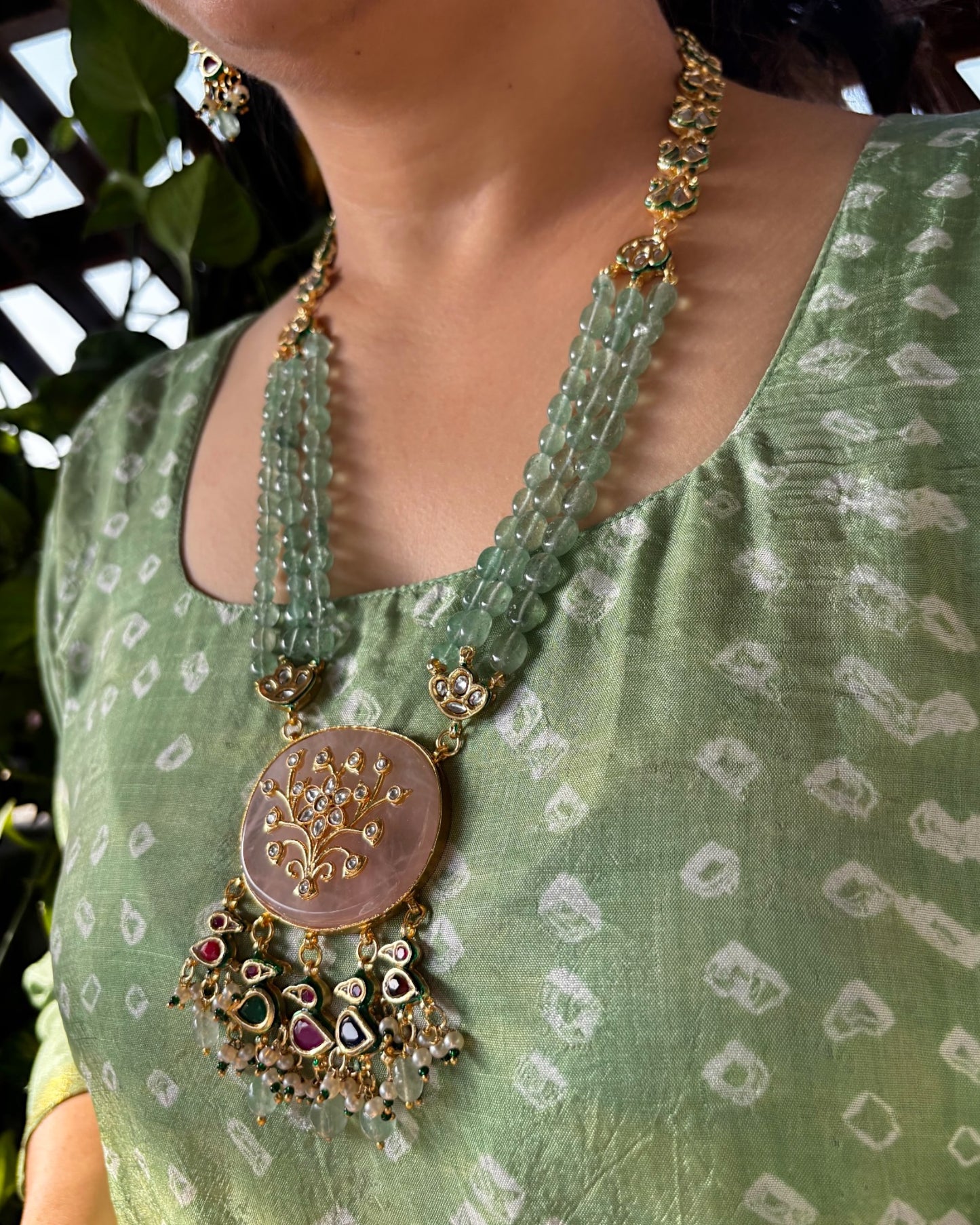 Rose Quartz Tree Of Life Necklace