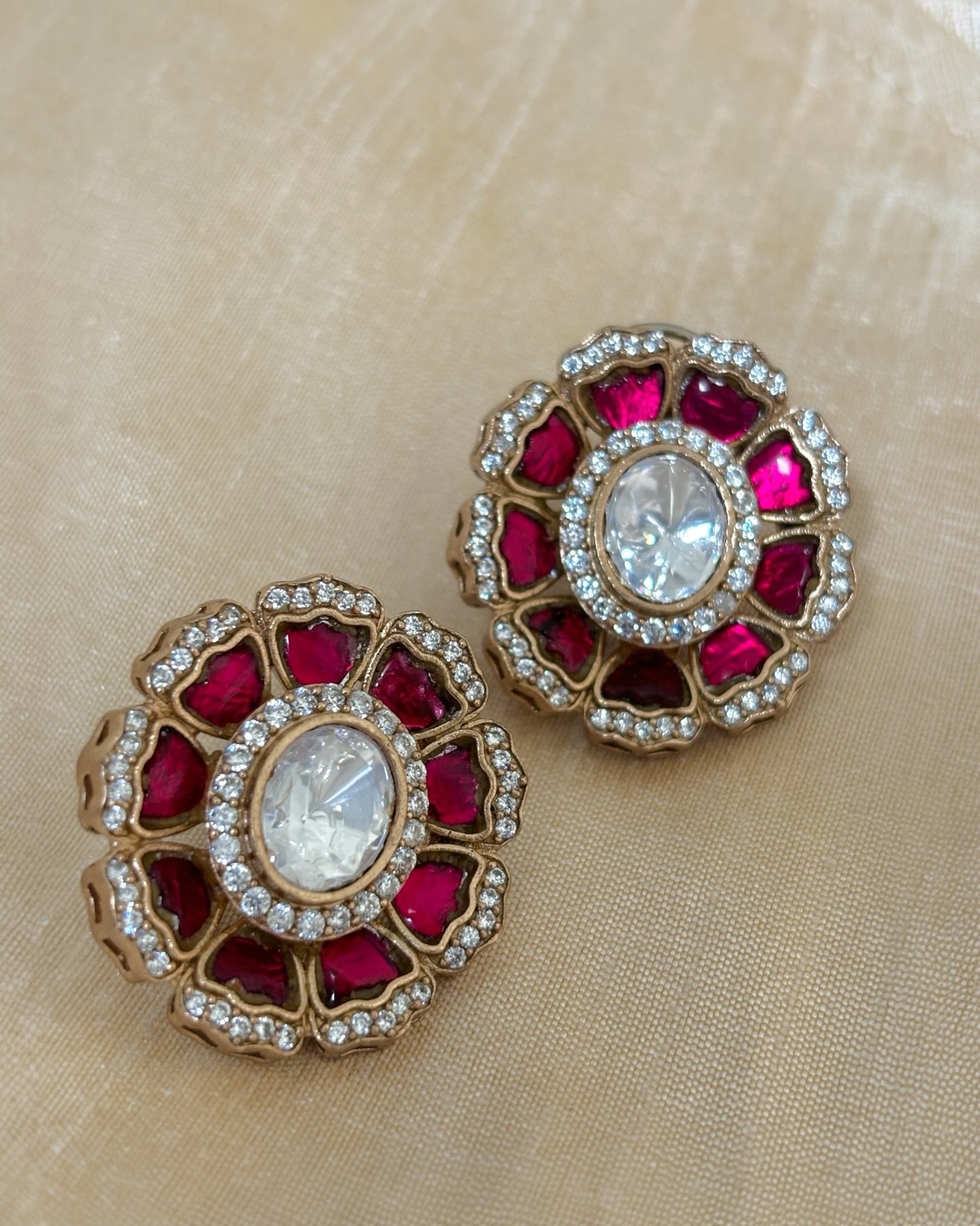 Manjari Ruby Kundan Studs