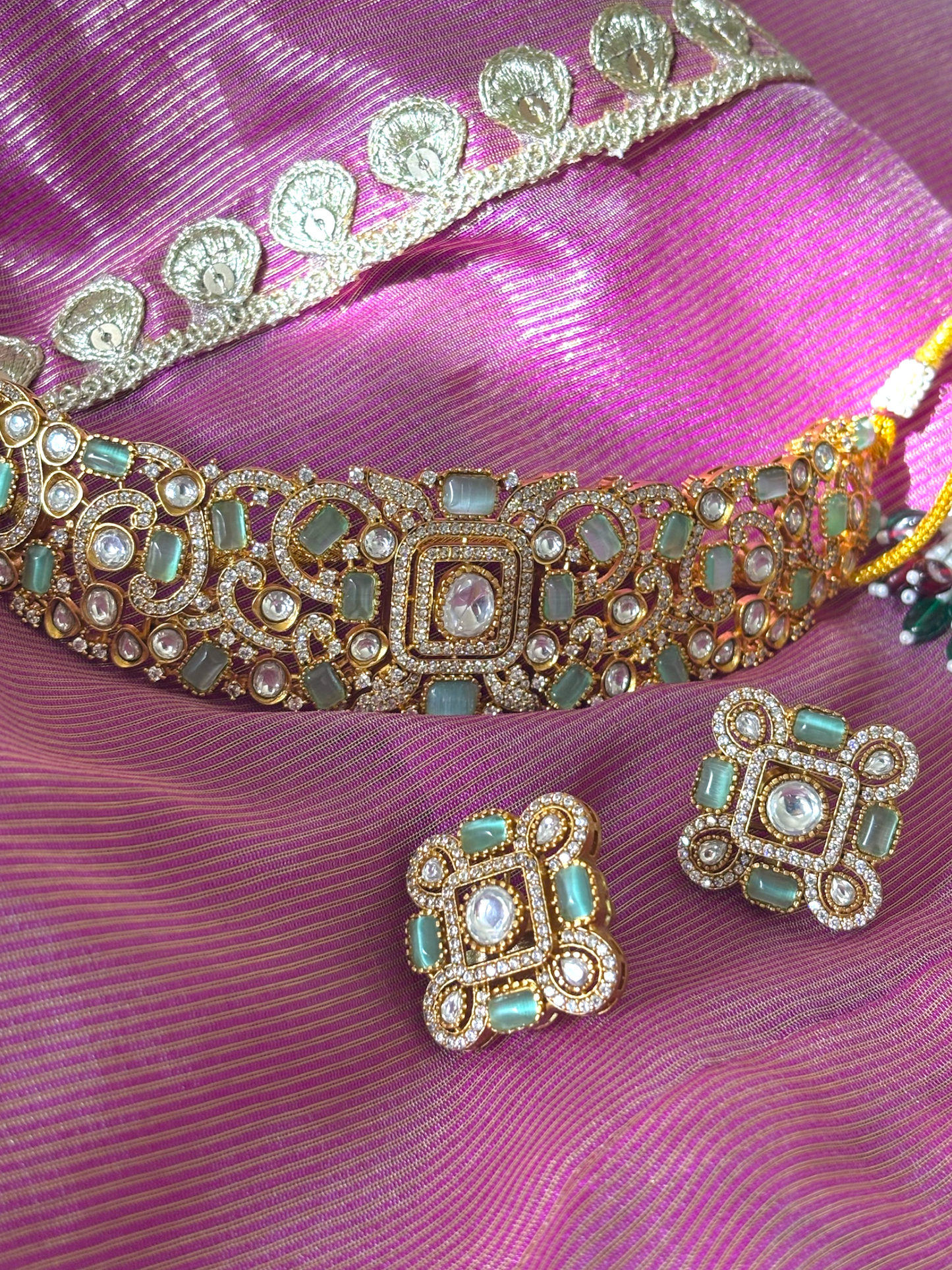 Tulika mint green Kundan Choker set