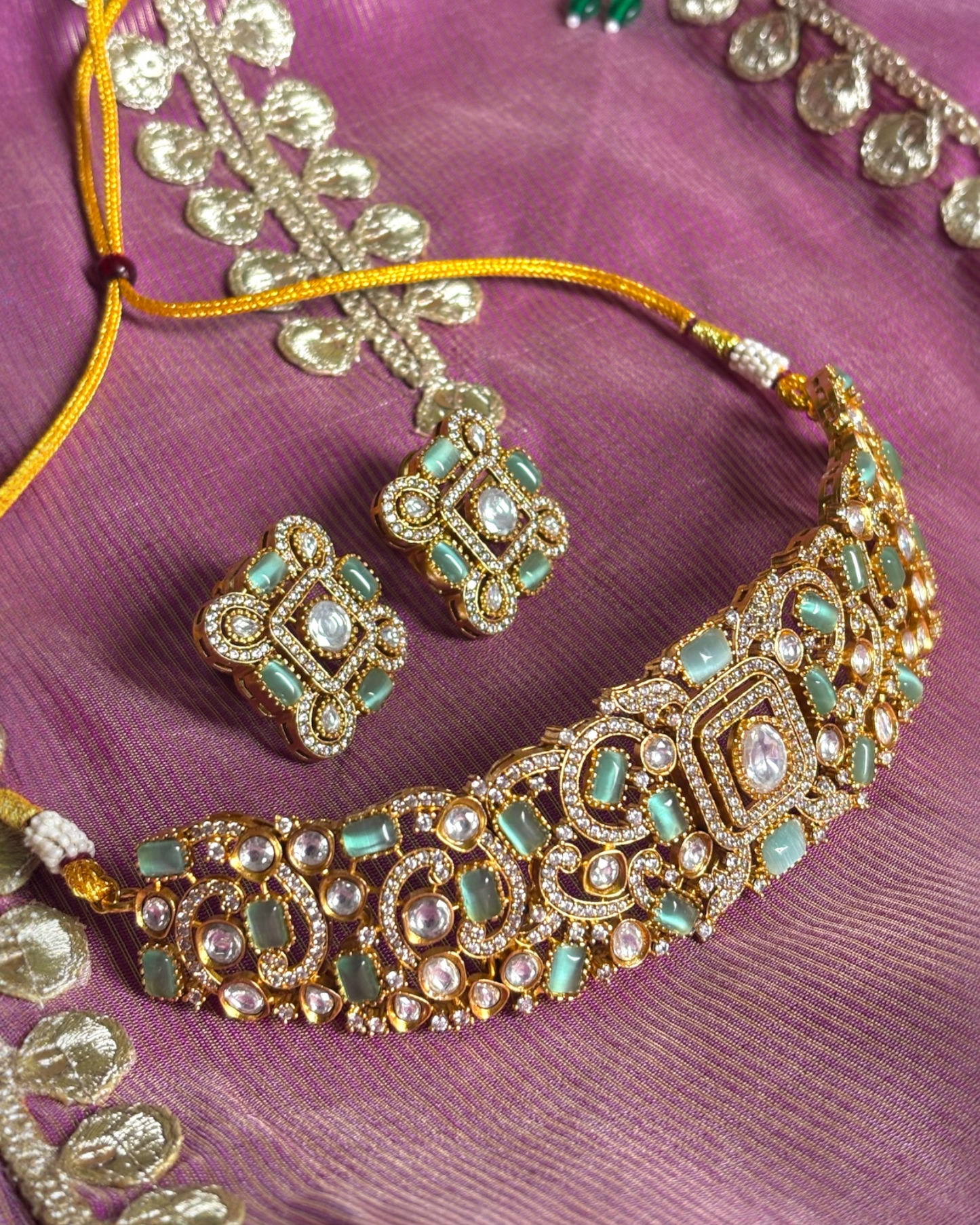 Tulika mint green Kundan Choker set